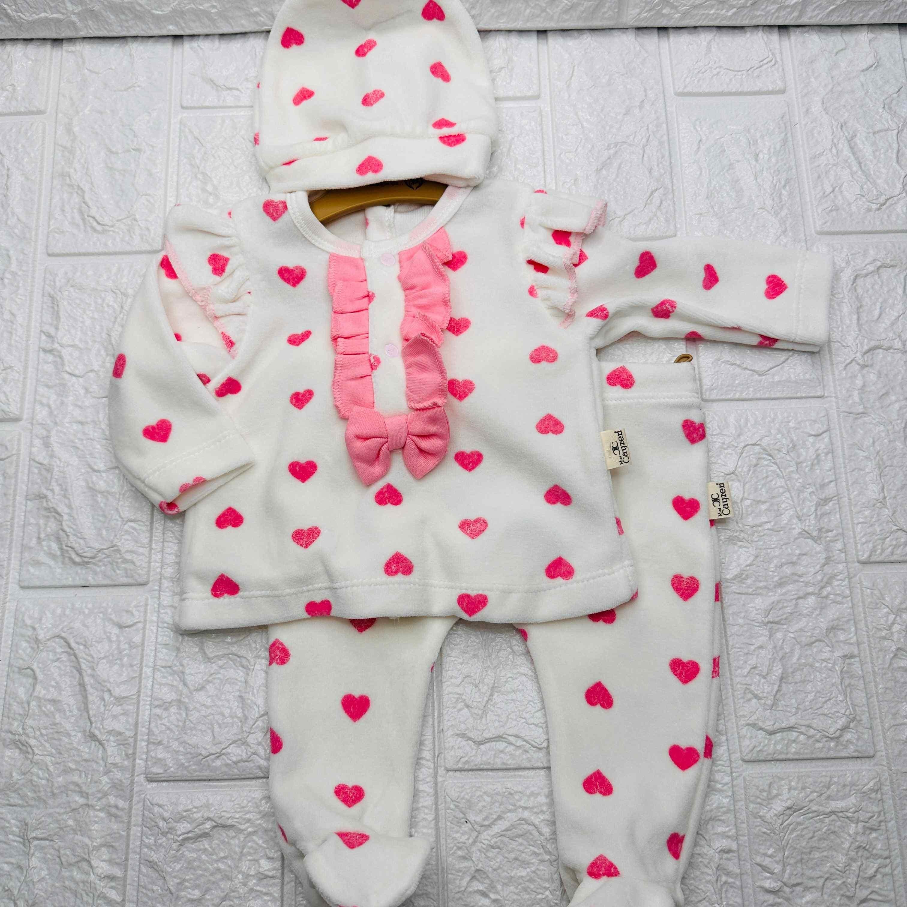 Tutina ciniglia cuori rosa