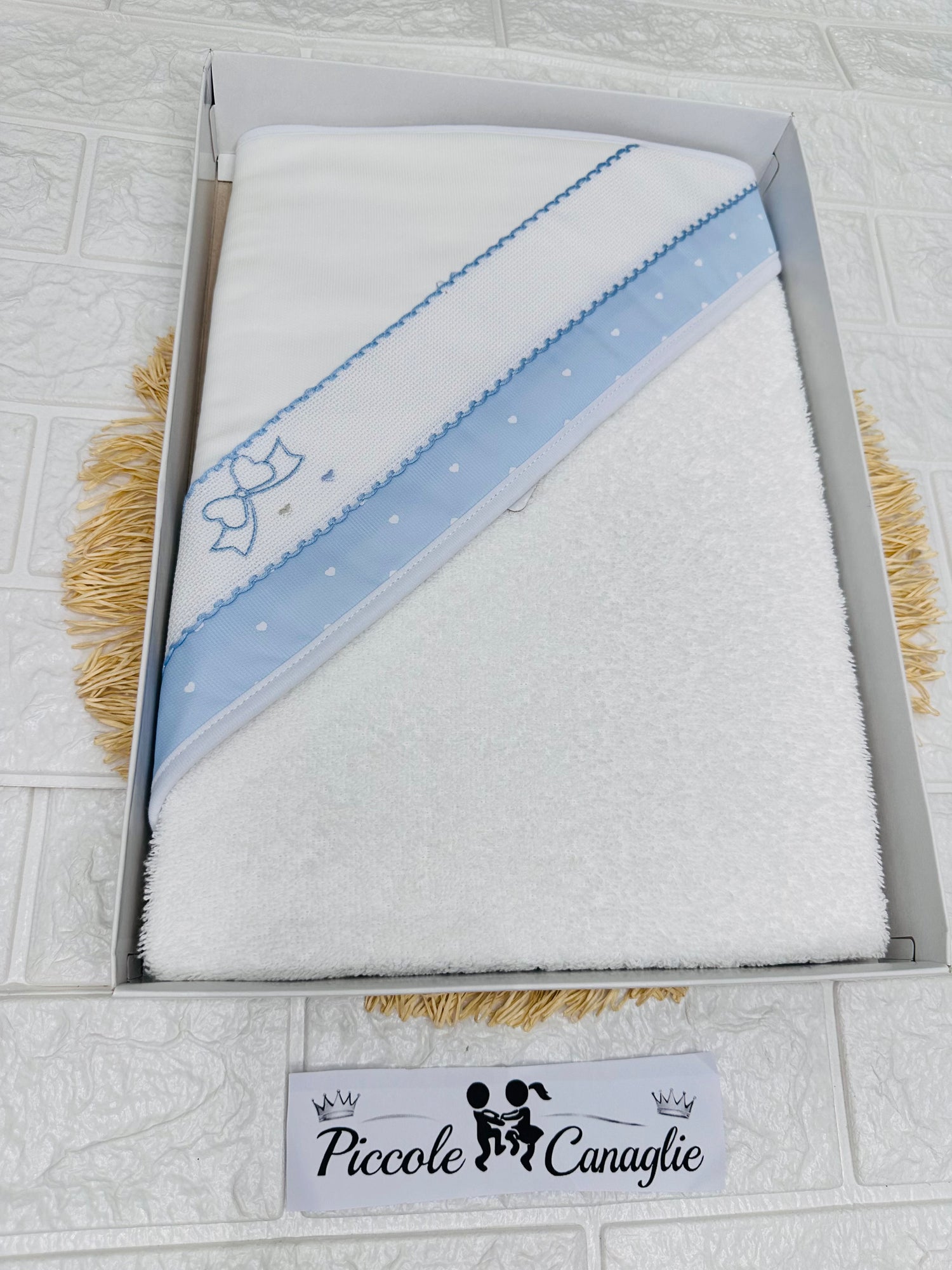 Accappatoio Cotone Fiocco Ricamo Celeste At001178