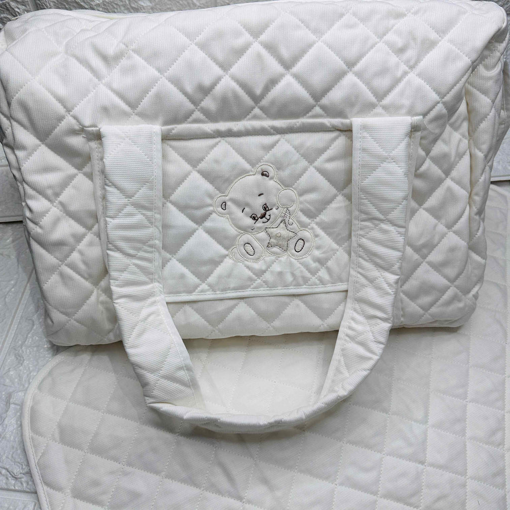 Borsa Nascita orso stella panna.                  dim 45x30x18