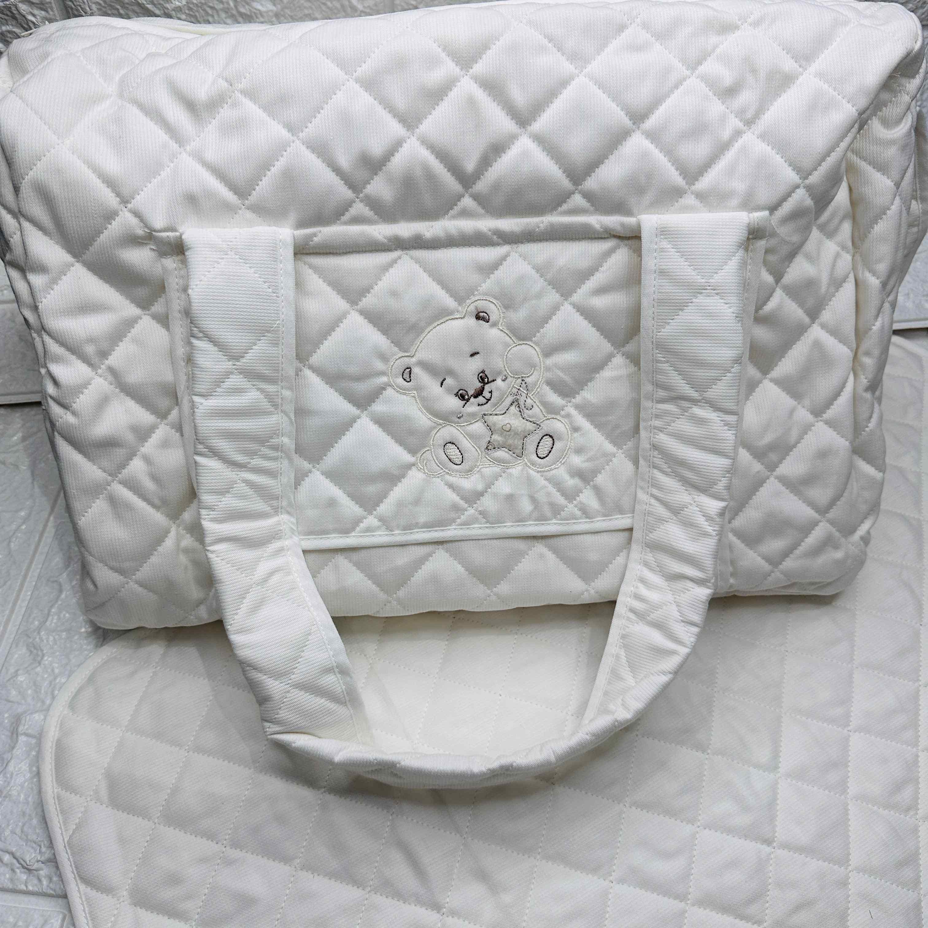 Borsa Nascita orso stella panna.                  dim 45x30x18