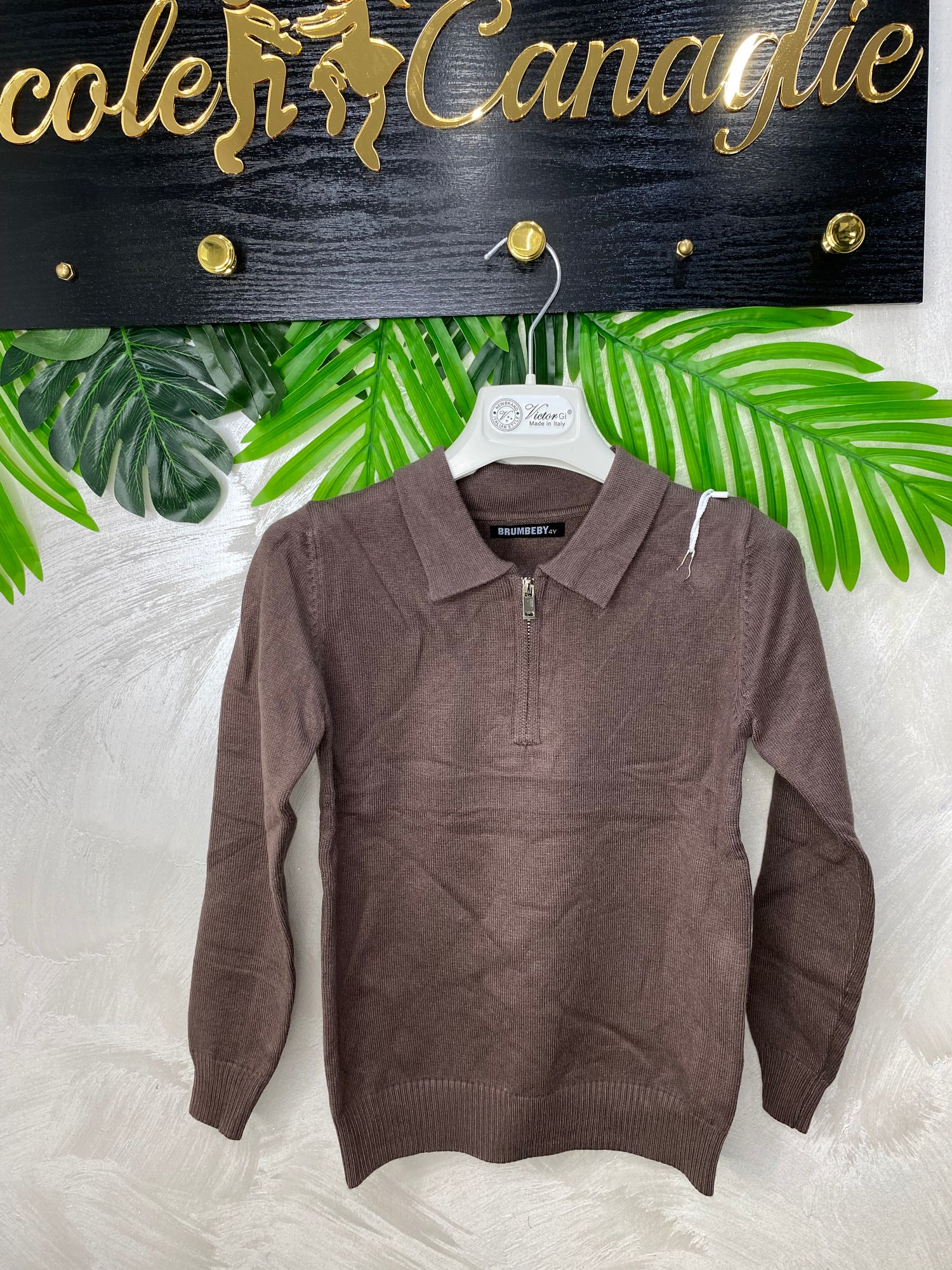 Maglioncino Zip Girocollo Style Fighetto  105 Brown