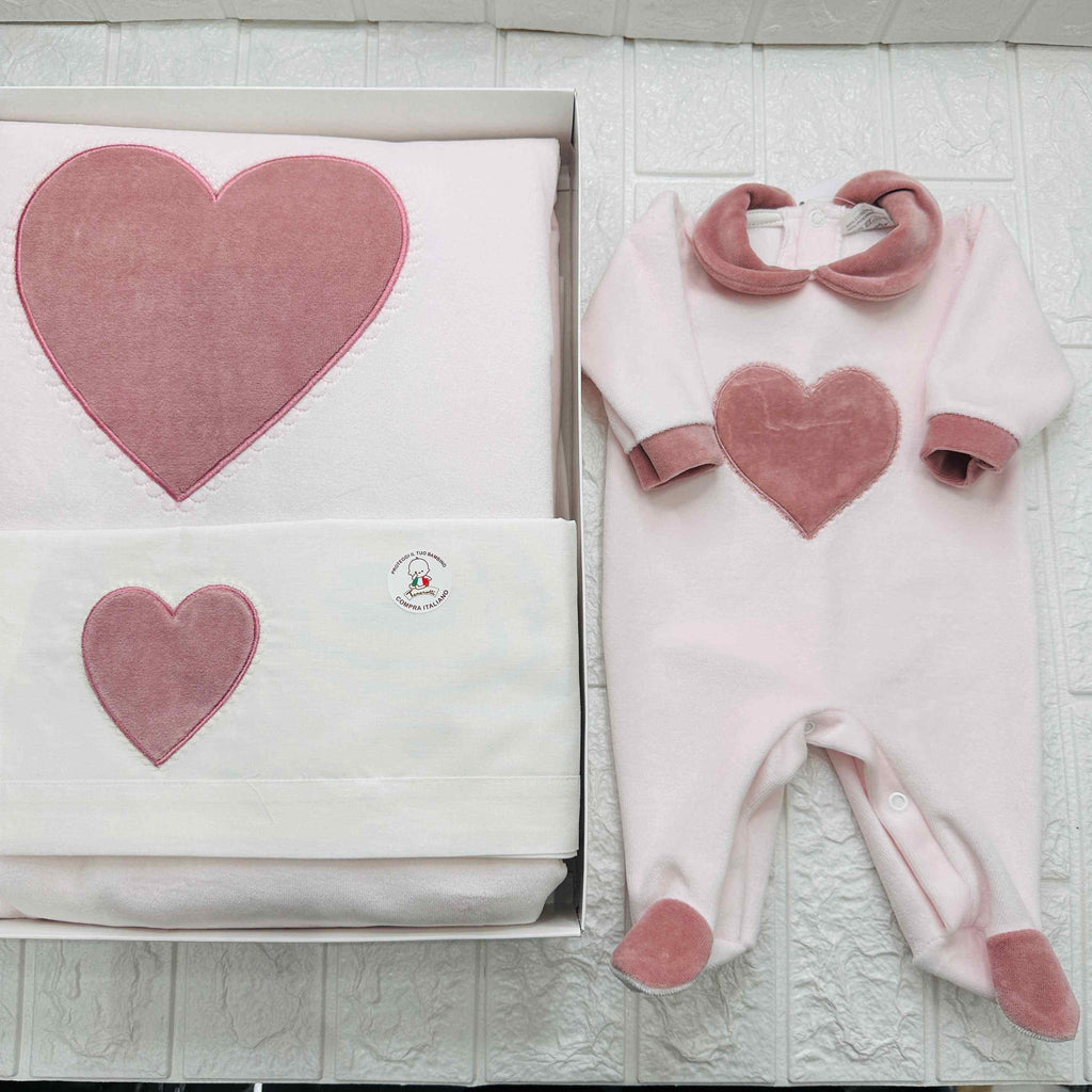 Set nascita ciniglia cuore Rosa Antico