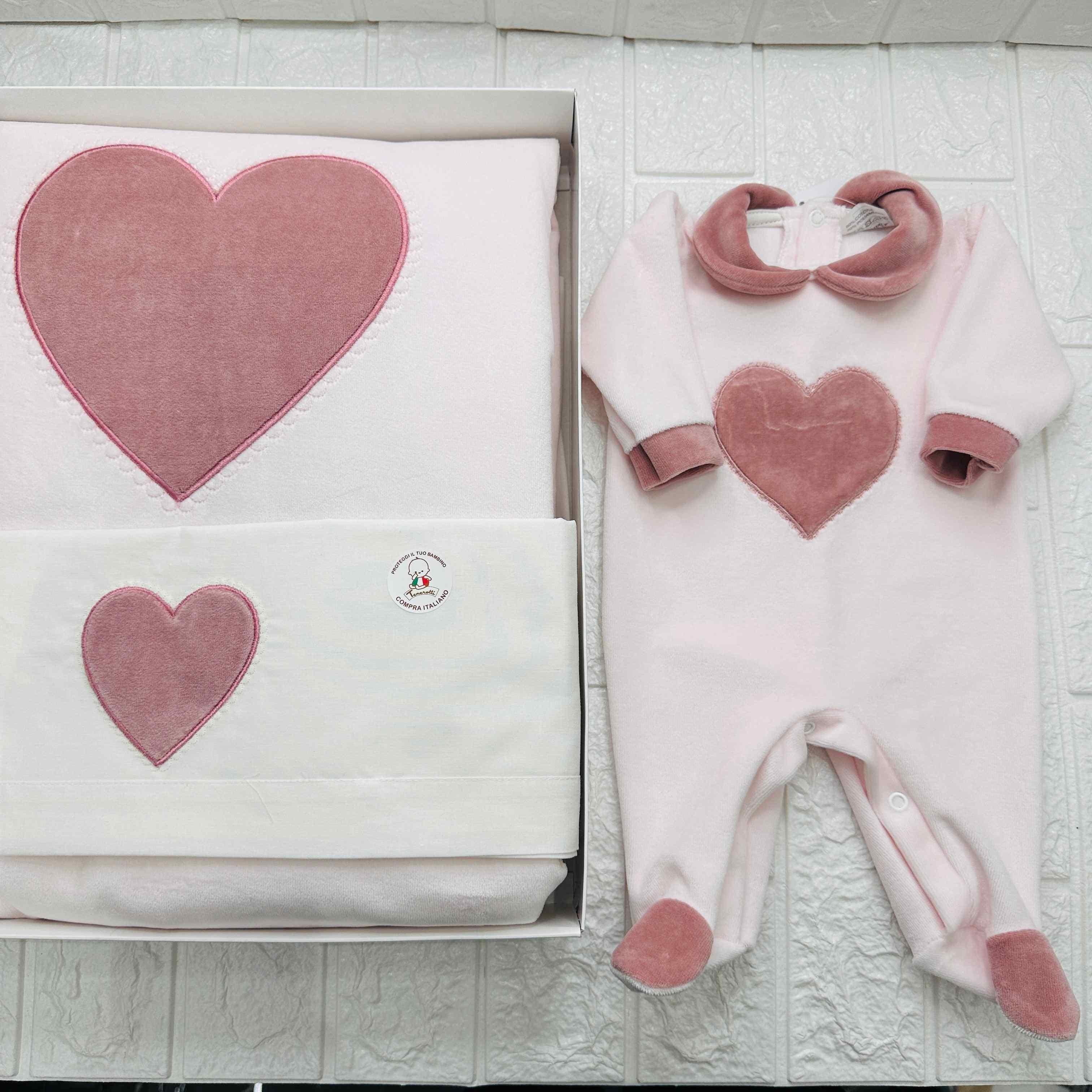 Set nascita ciniglia cuore Rosa Antico