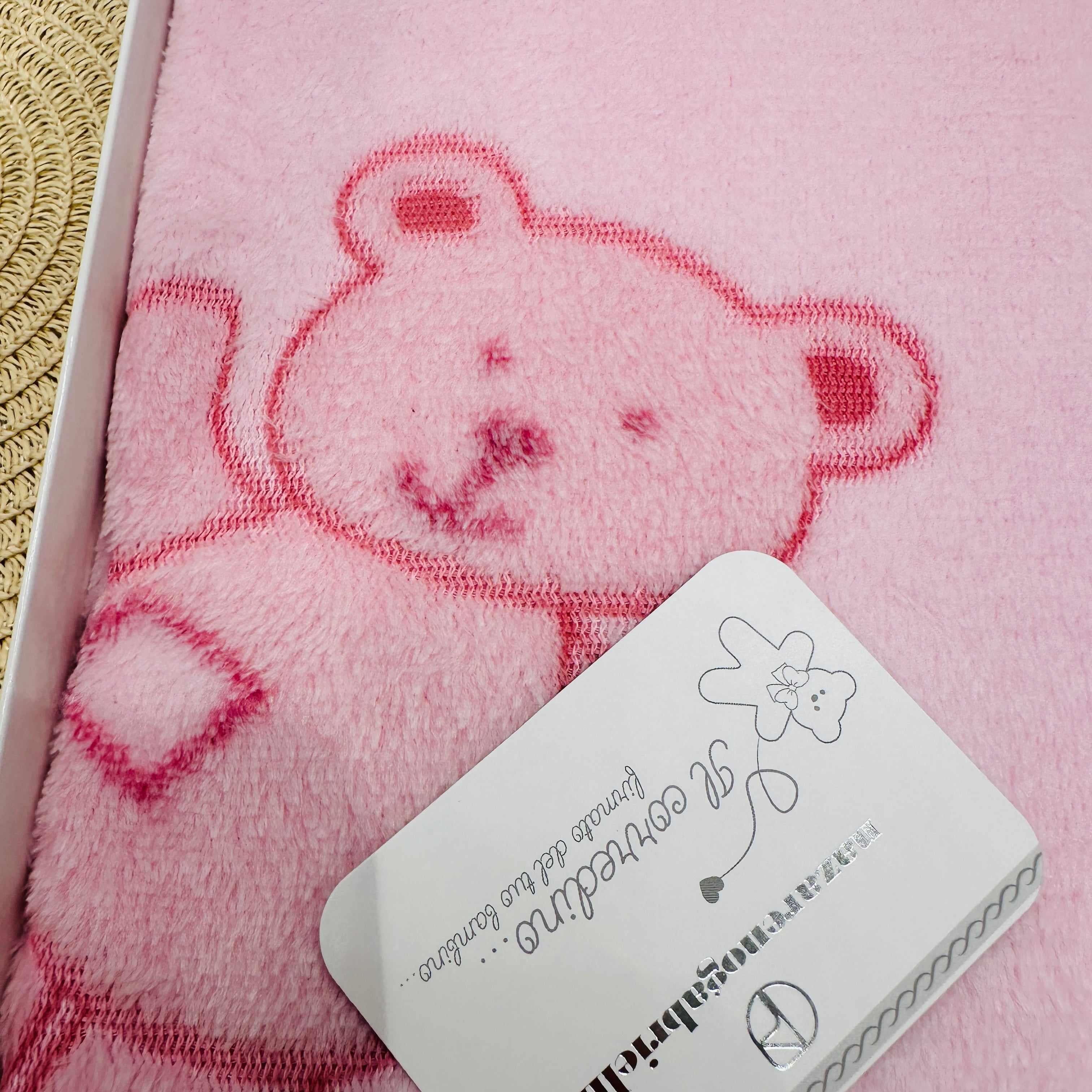 Coperta  Culla orso rosa dim100x104
