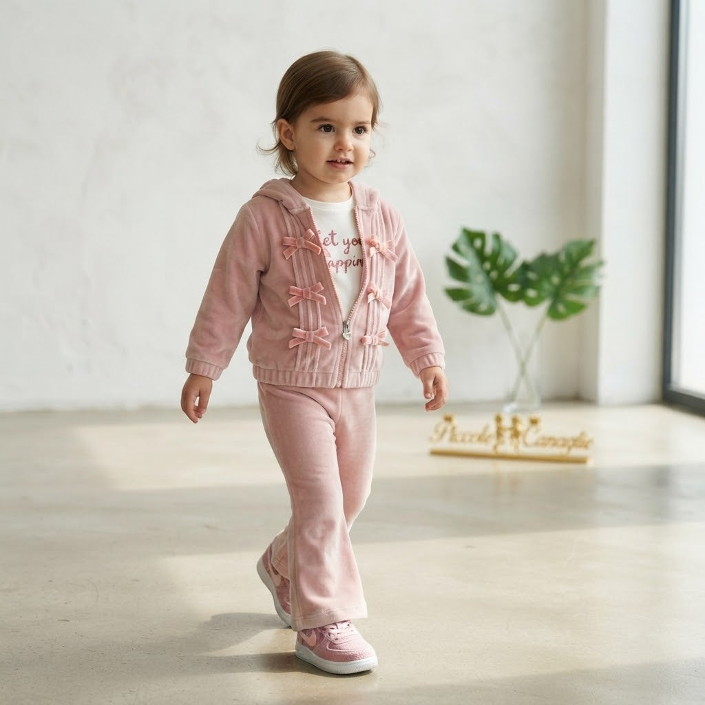 Tuta Ciniglia Fiocchettini Teneri Bk1160 Star Rosa