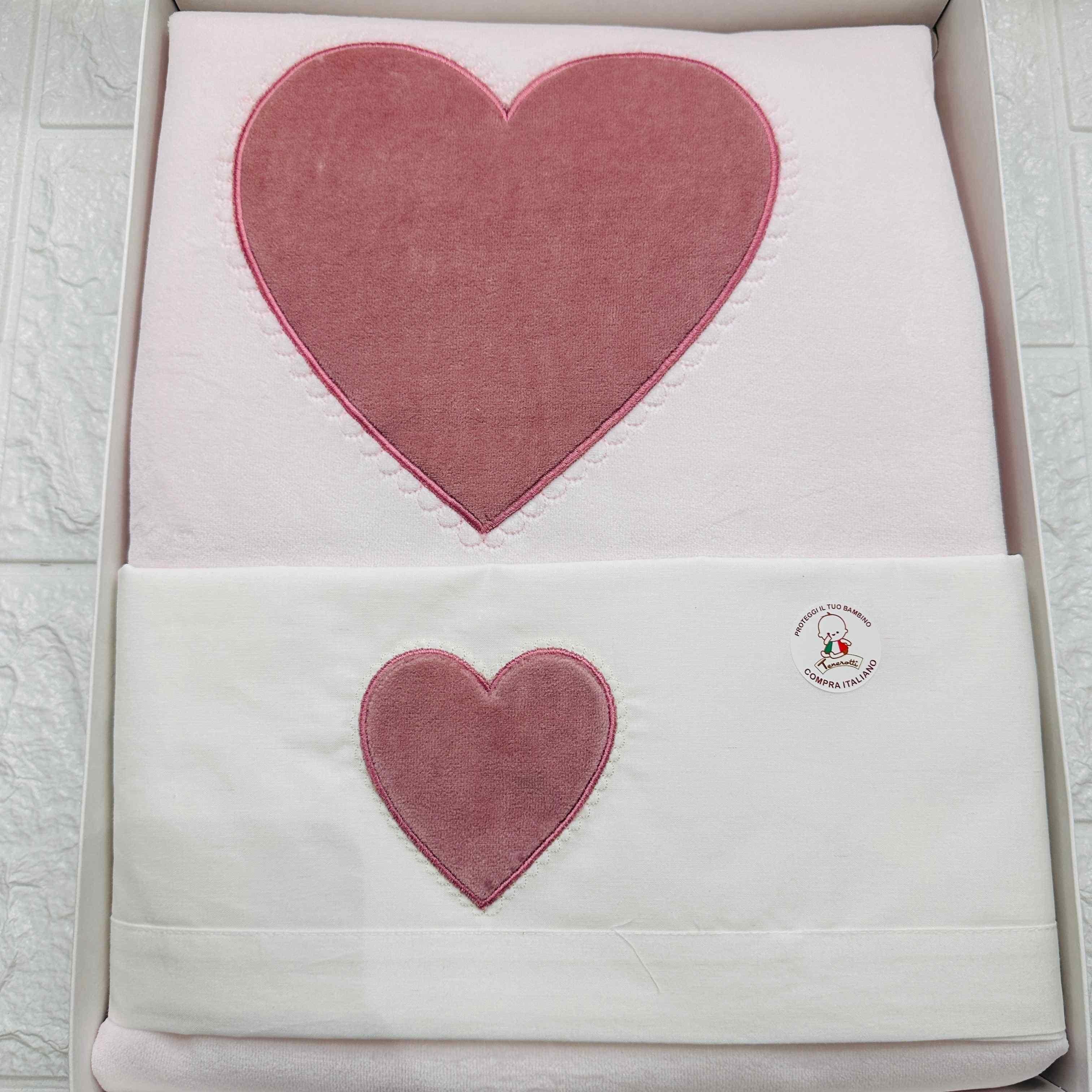 Set nascita ciniglia cuore Rosa Antico