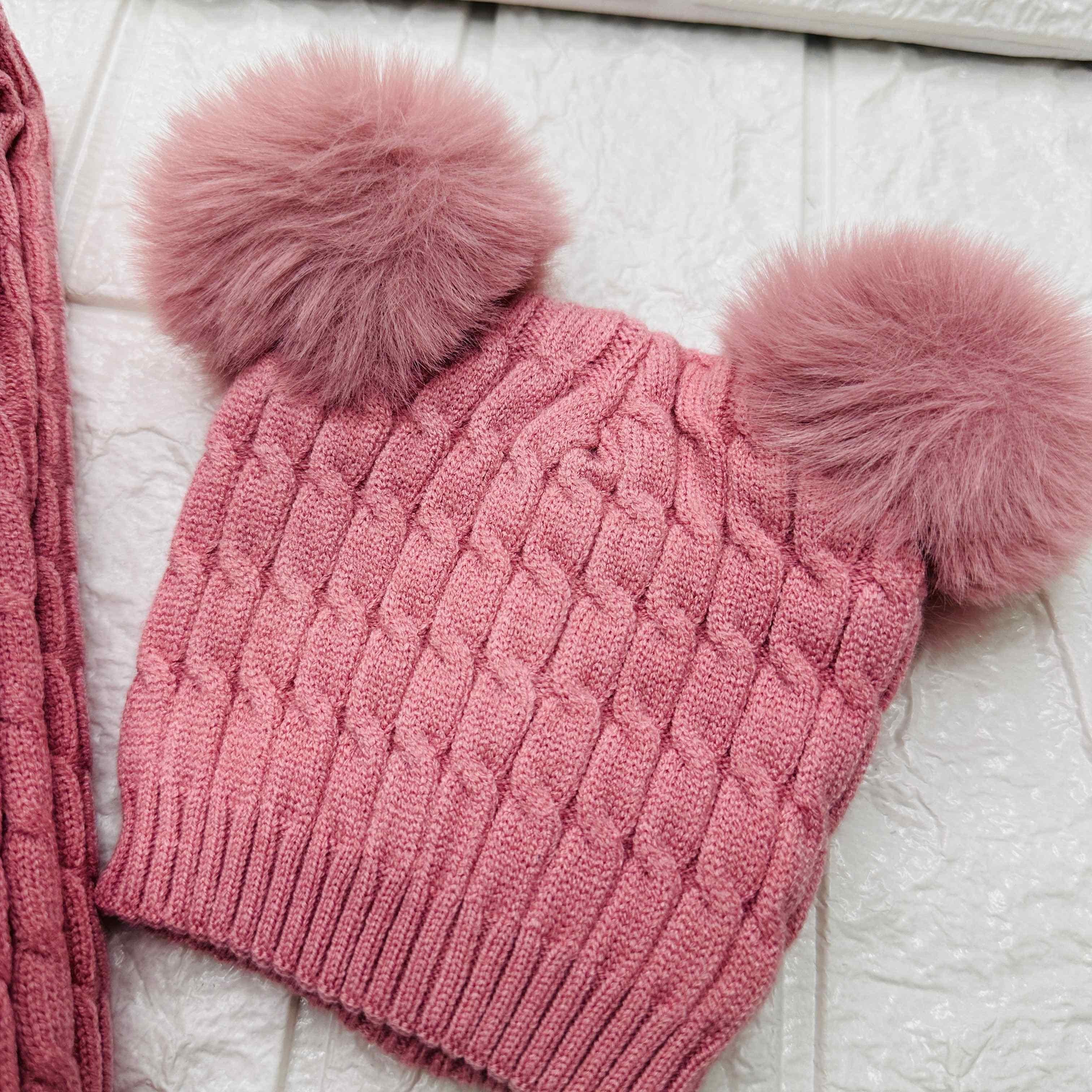 Cappello + scialle rosa antico