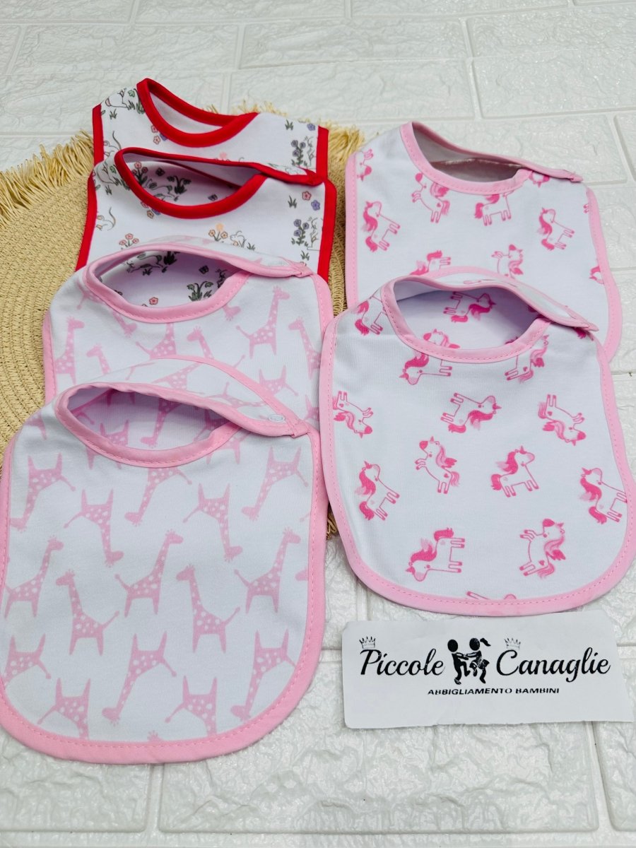 6 Bavette D’Allatamento Con Clip Miste Rosa - Piccole Canaglie - PC28430