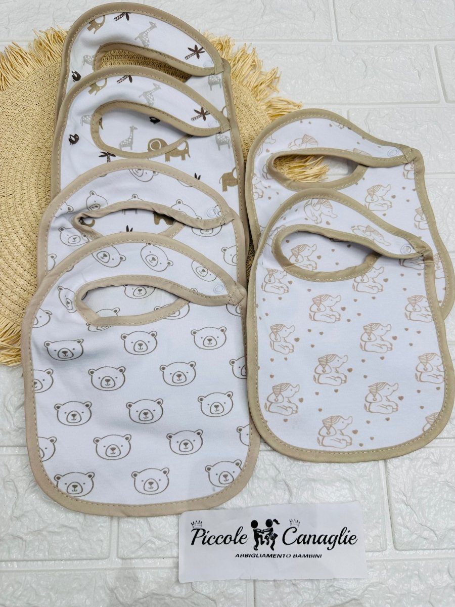 6 Bavette D’Allatamento Neutre Con Clip - Piccole Canaglie - PC28428