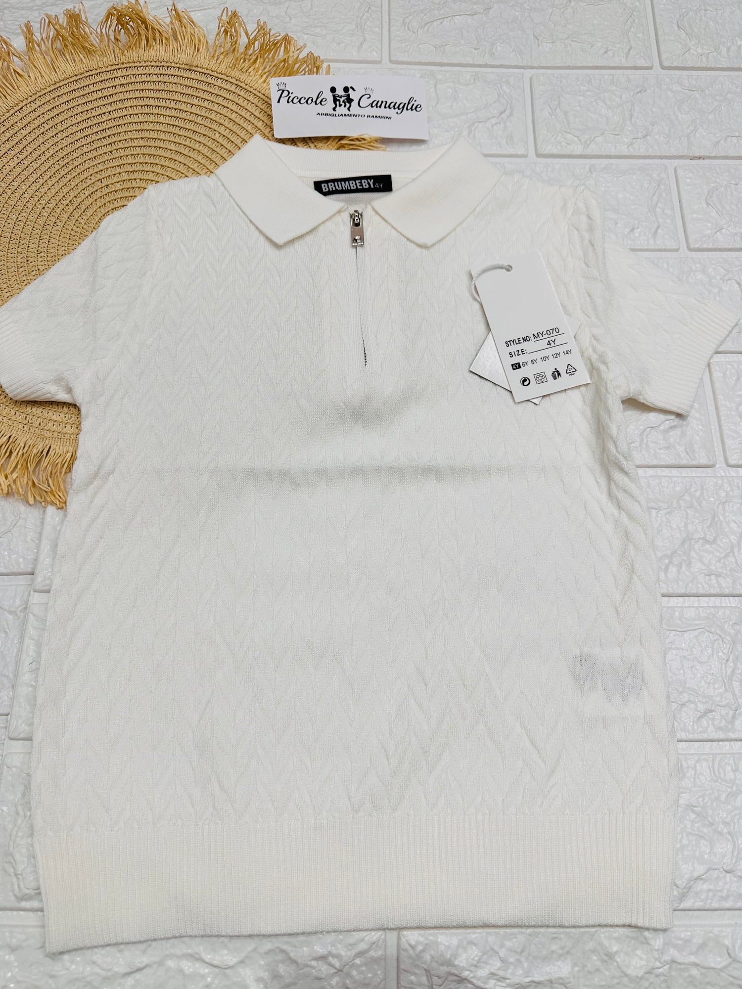 Maglia Filo  Cerniera Bianca 070