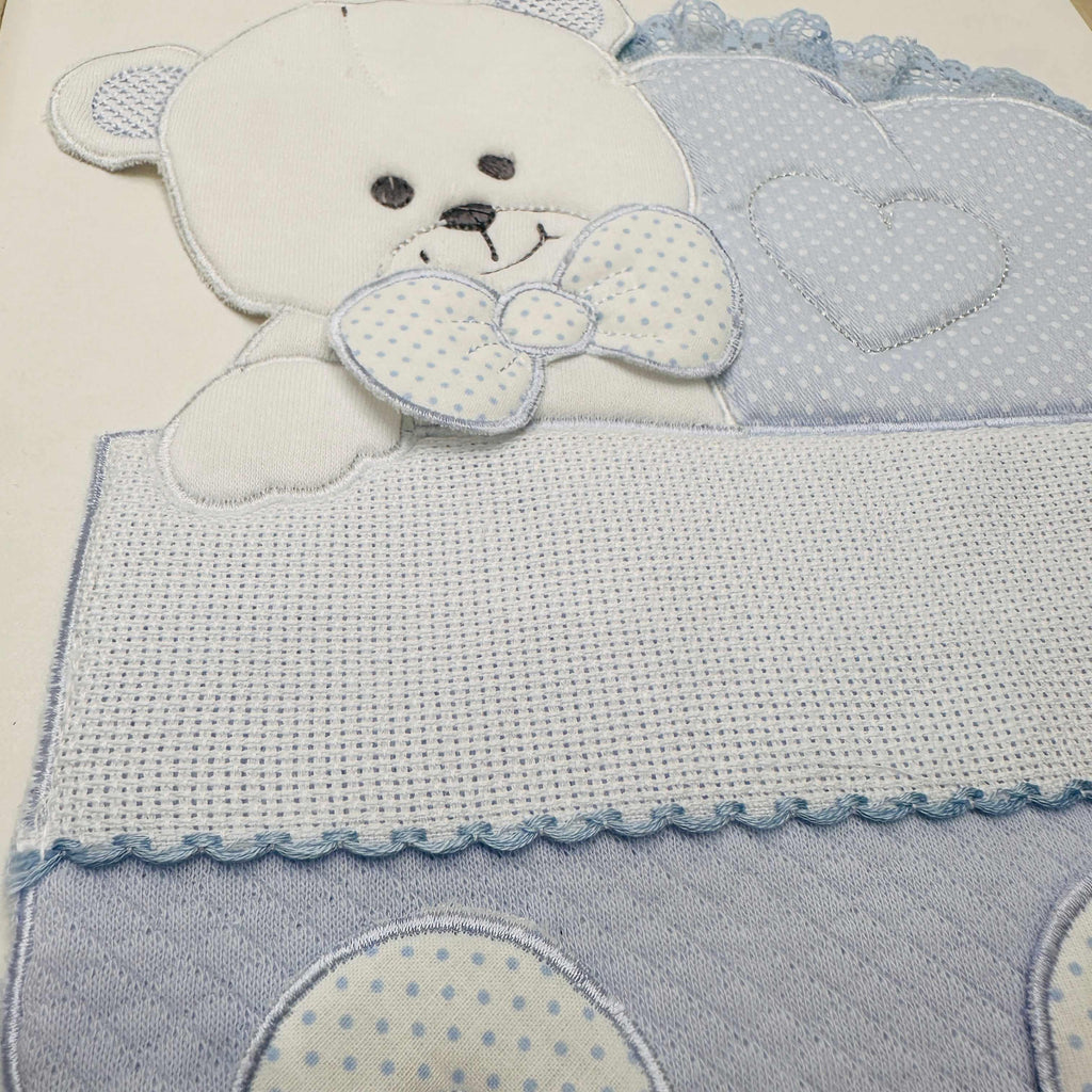 Fiocco nascita orso culla celeste dim 25x30