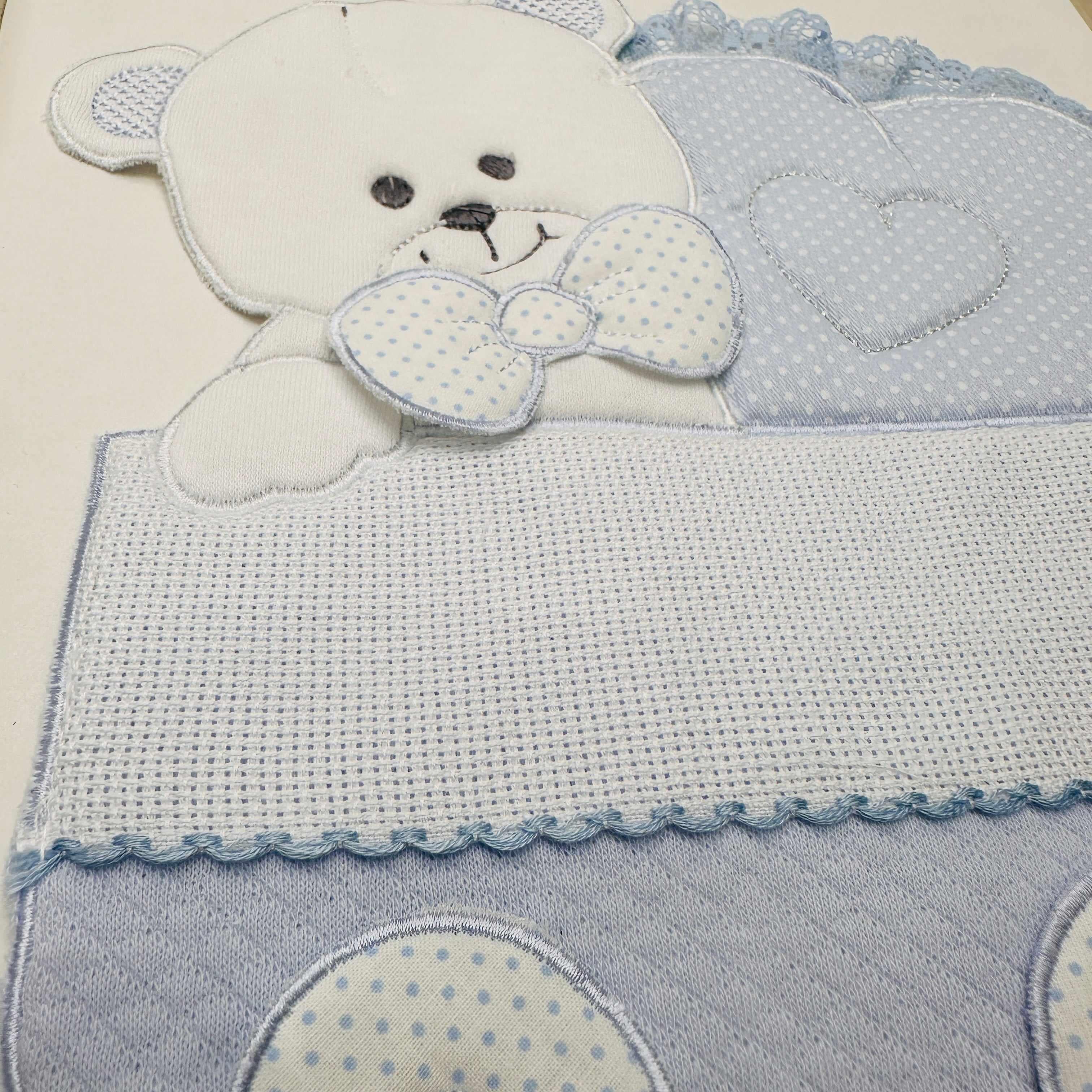 Fiocco nascita orso culla celeste dim 25x30