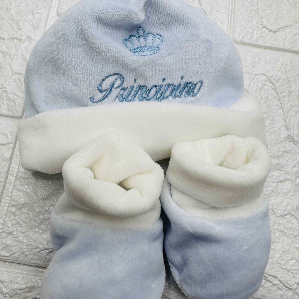 Cappello e babbucce principino ciniglia