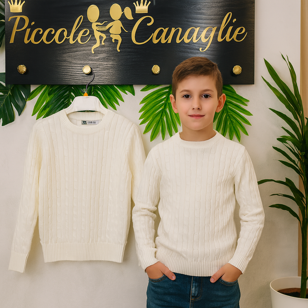 Maglioncino Trecce Bianco anni
