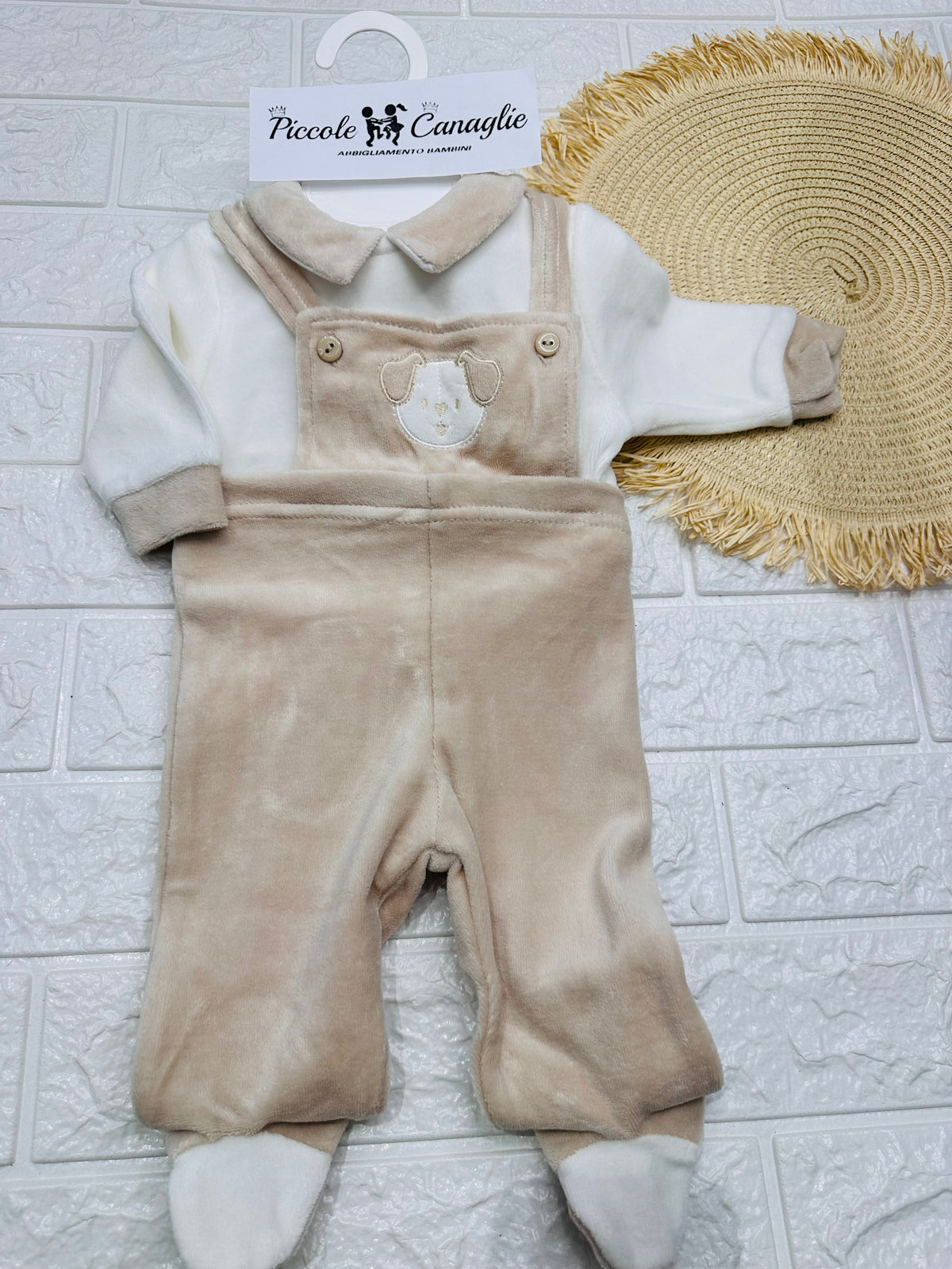 Tutina Ciniglia  Salopette Beige Cagnolino Battufolini
