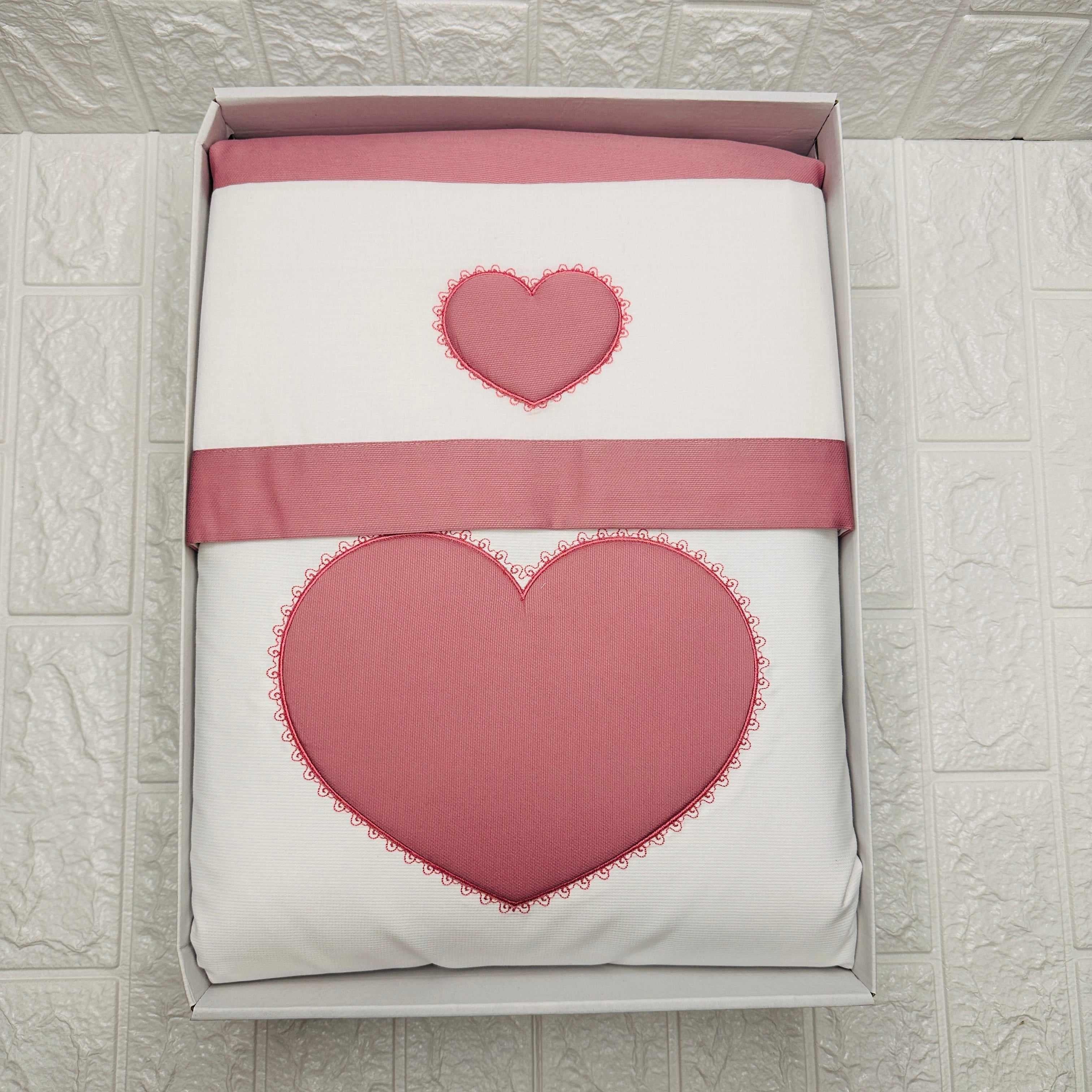Set completo carrozzina cuore rosa antico
