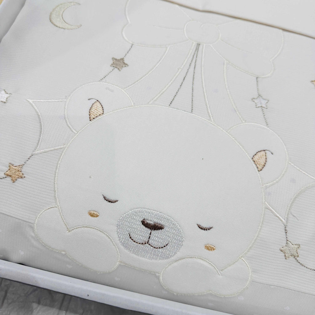 Set Completo carrozzina Orso bianco sopra Fiocco