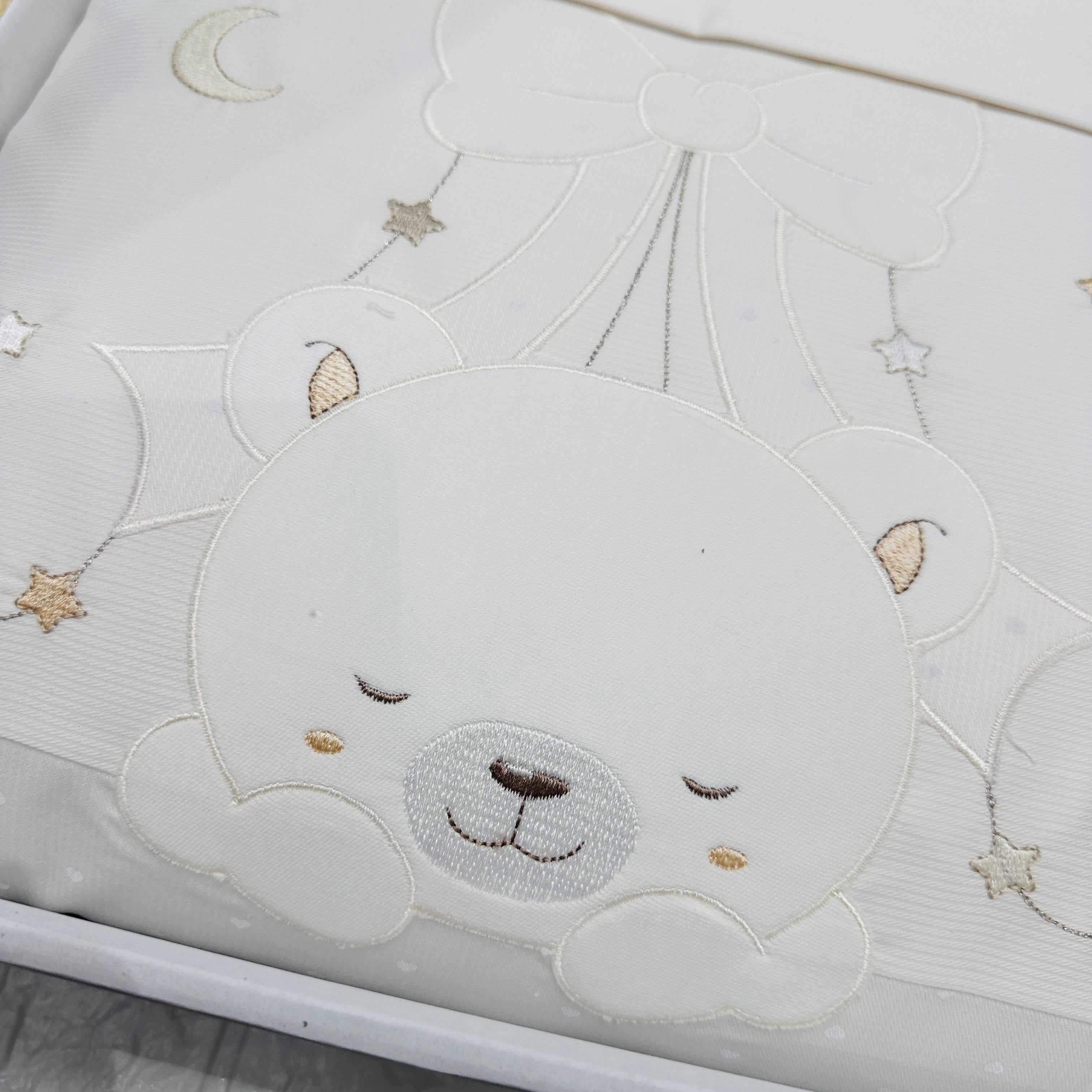 Set Completo carrozzina Orso bianco sopra Fiocco