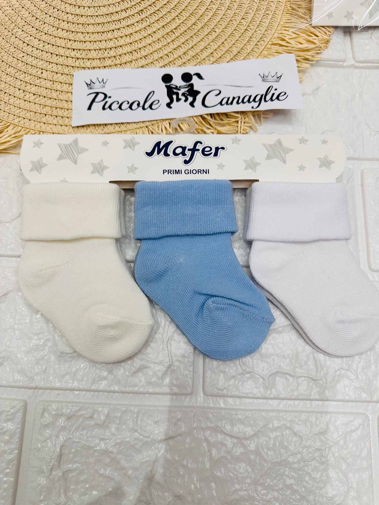 Tris Calzini Clinici 0-6 Mesi Celesti Tinta Unita Wpg8469