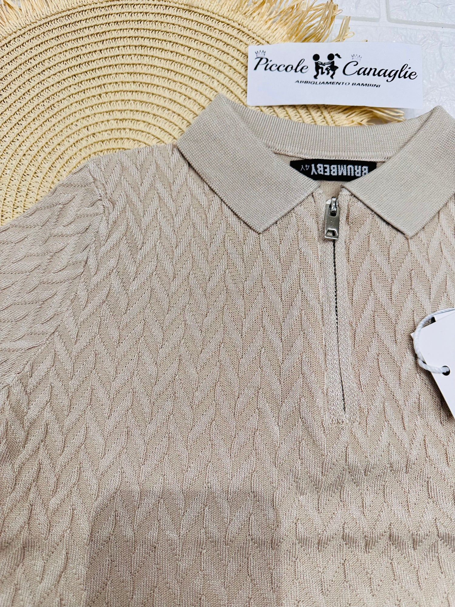 Maglia Filo  Cerniera Tortora 070