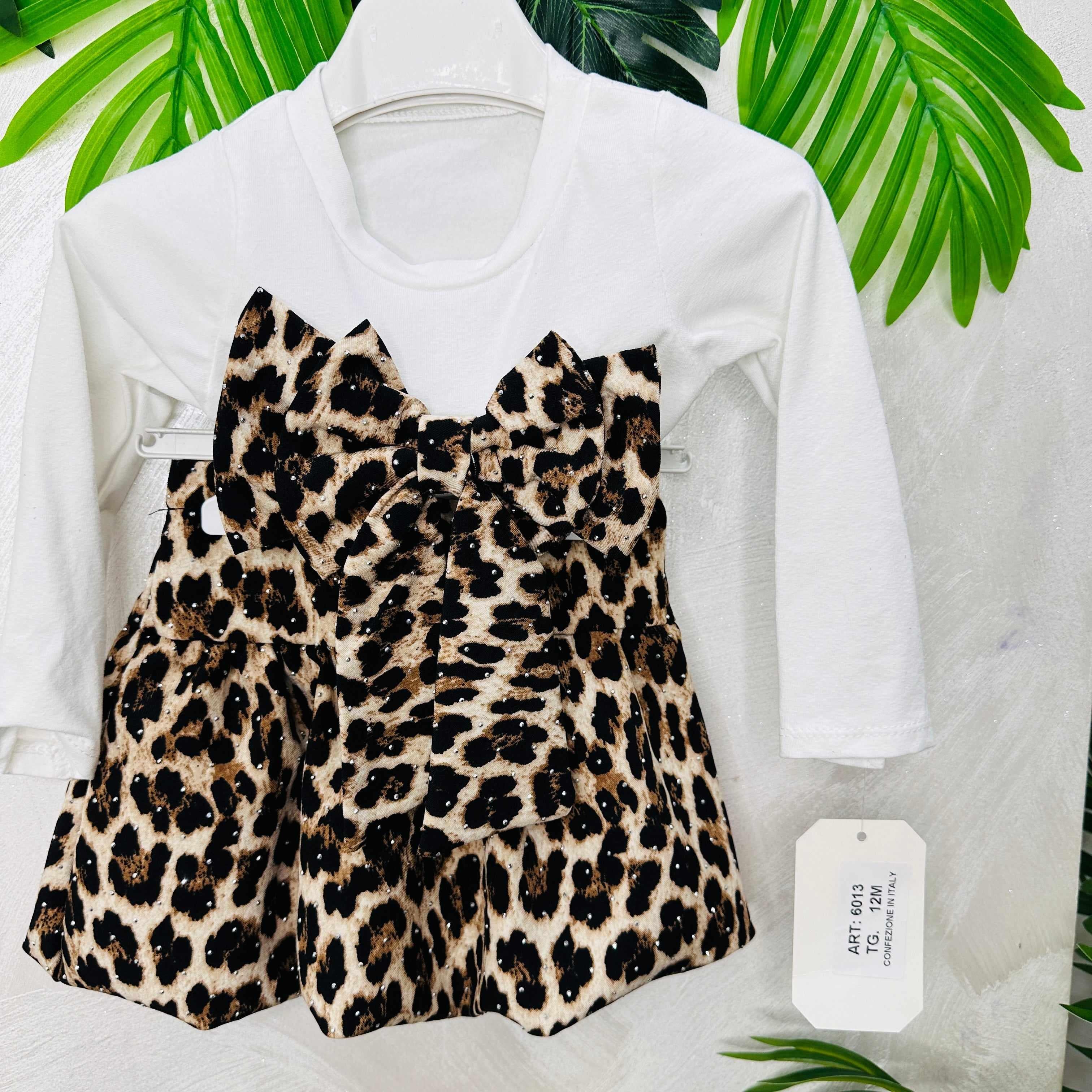 Completo Fiocco Leopardo Bianco