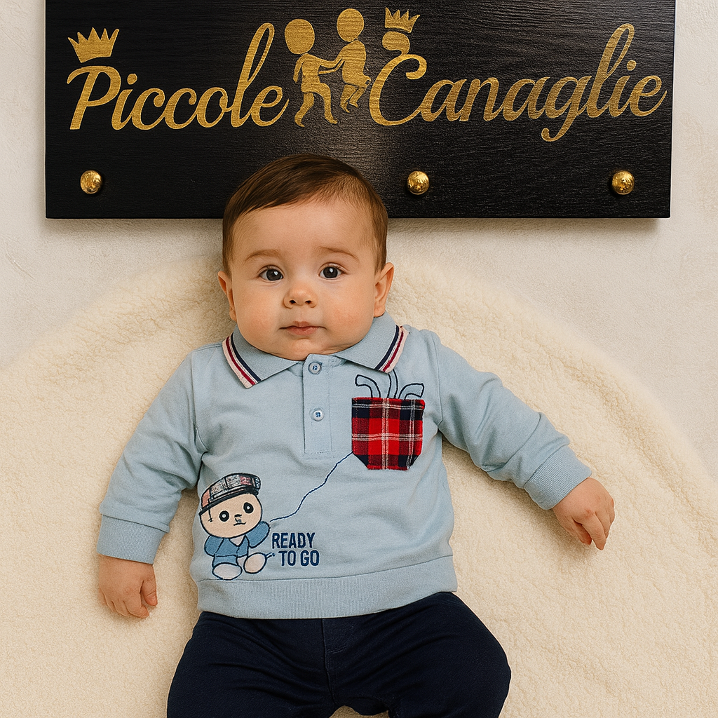 Completo Polo Bimbo celeste
