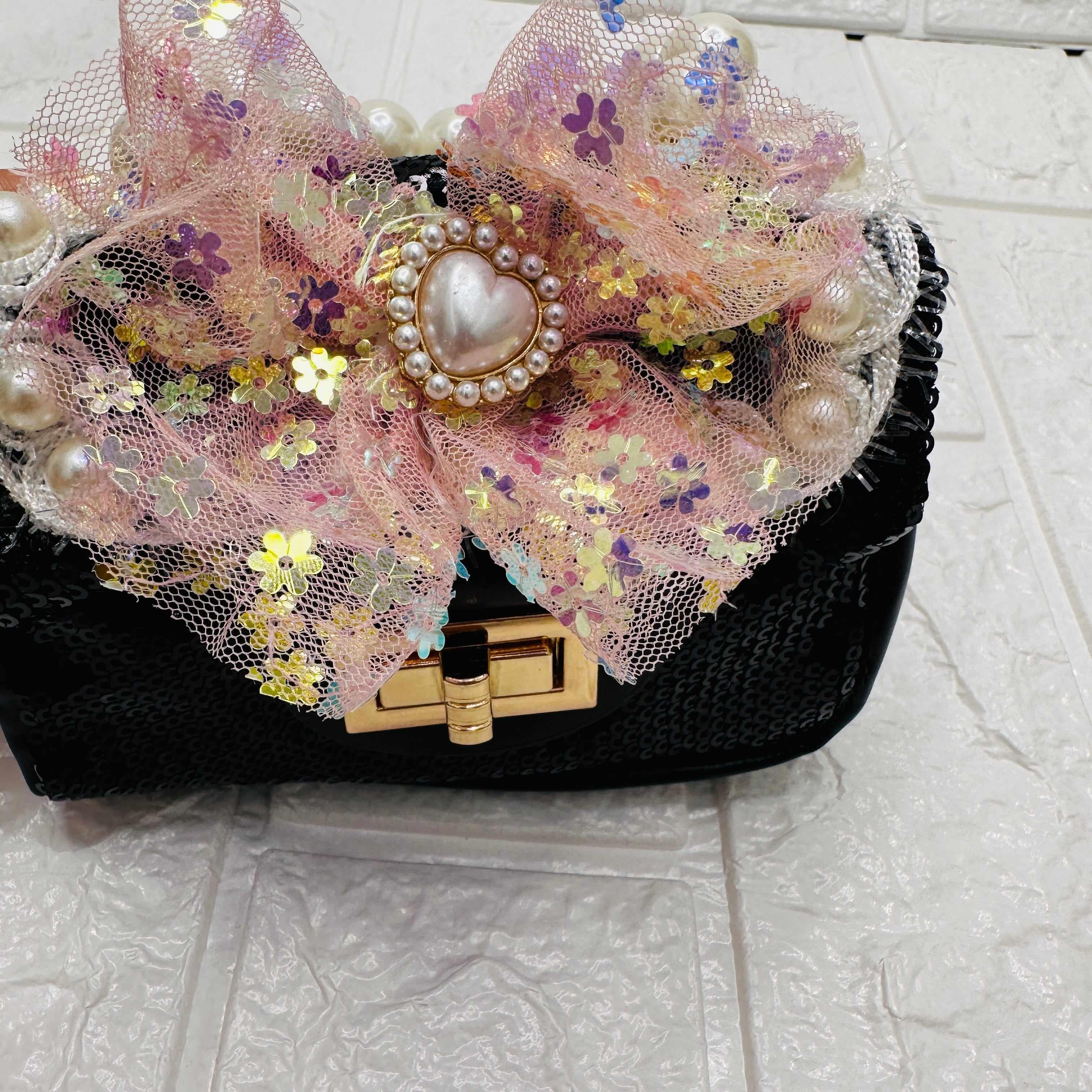 Borsetta bimba nera Paiette