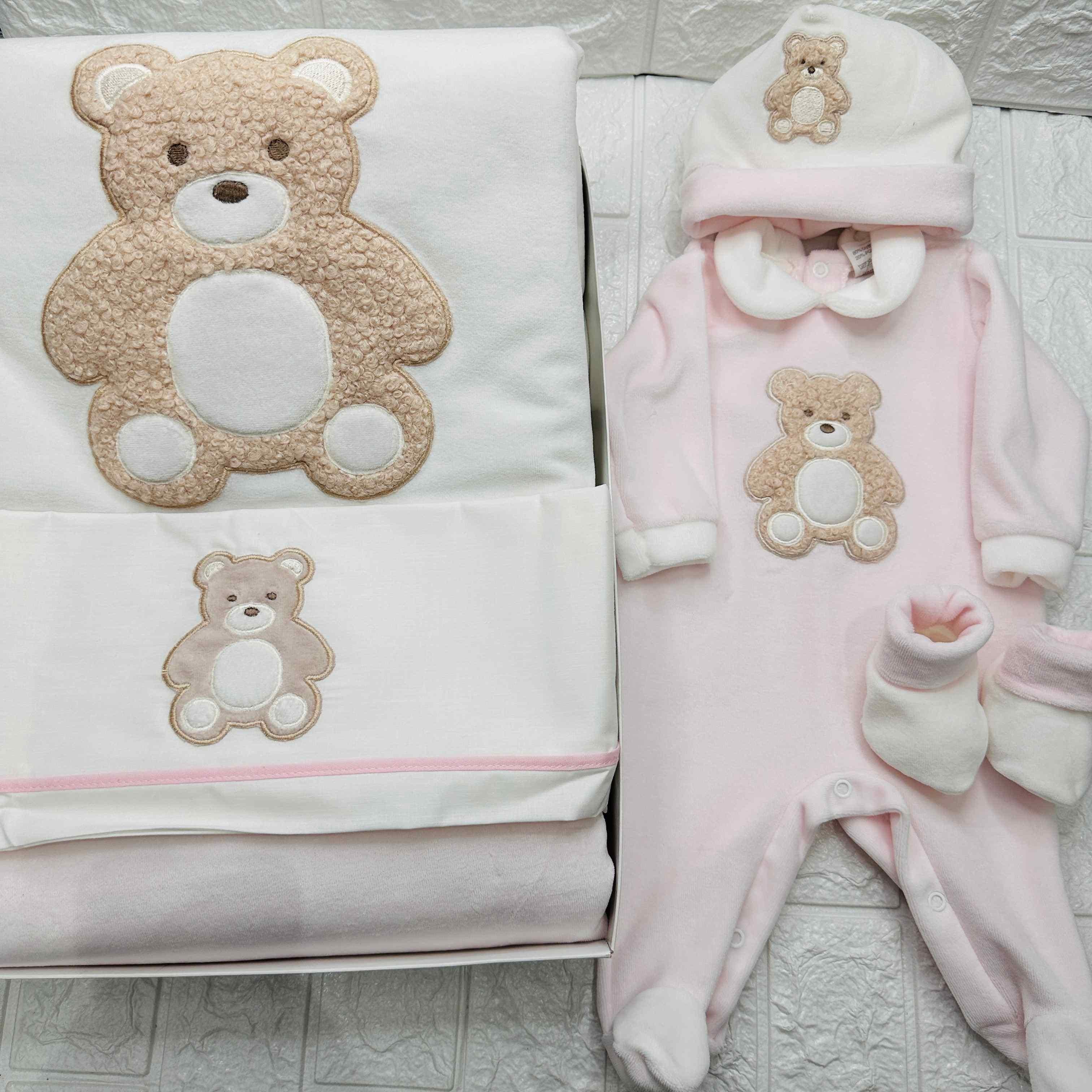 Set Nascita ciniglia Orso Rosa
