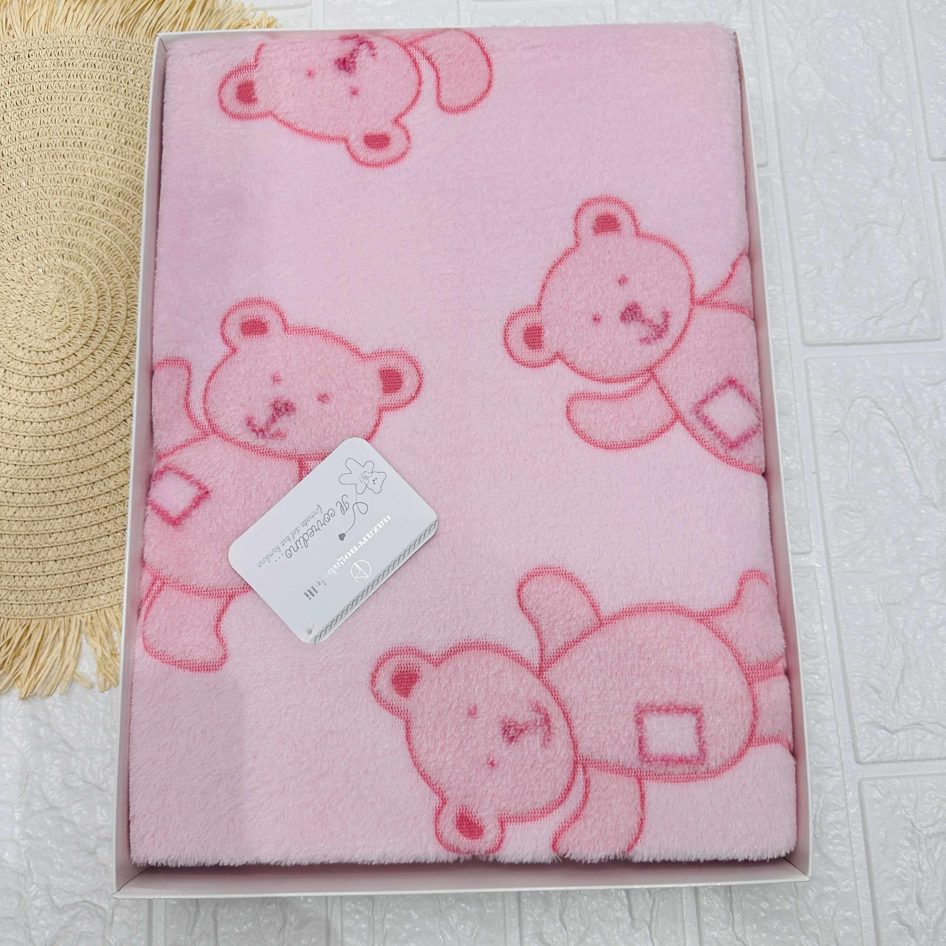 Coperta  Culla orso rosa dim100x104