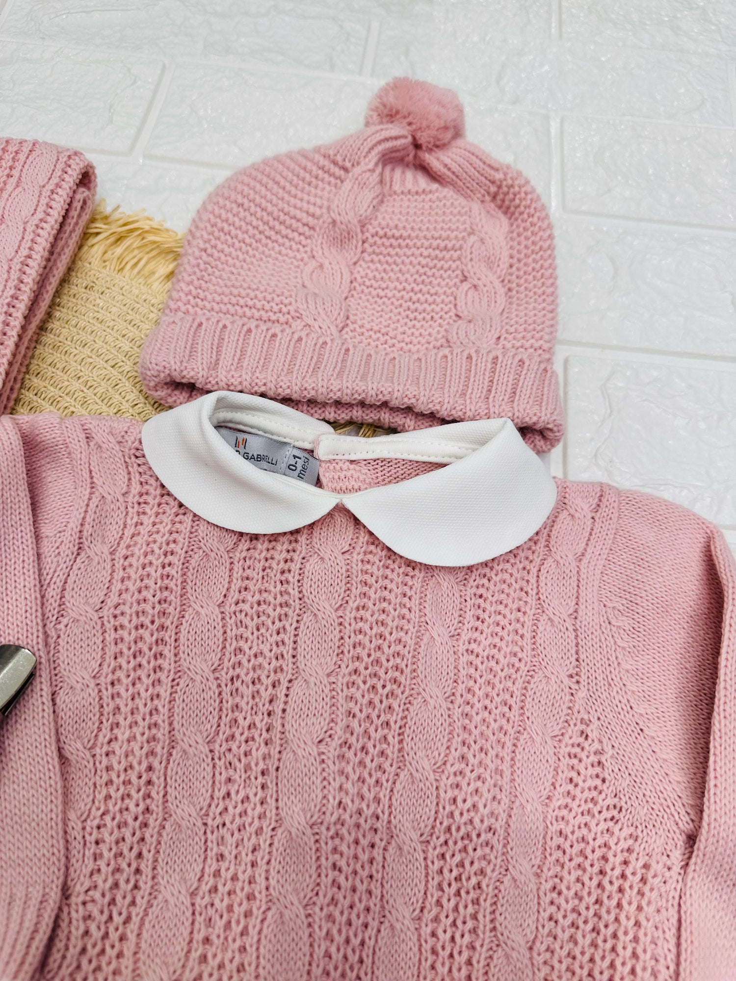 Set Nascita Tessuto Invernale Nazareno Gabrielli Intreccio Rosa Antico  Ng3489 Dis 1