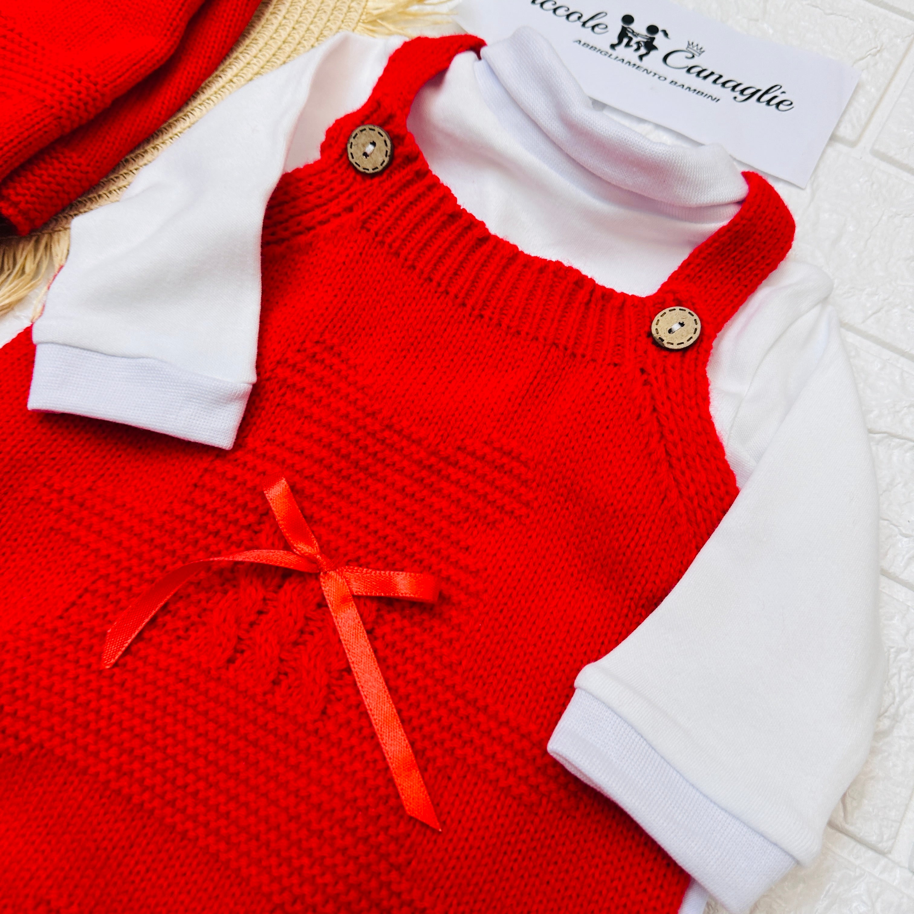 Set Nascita Neonati Salopetta rossa