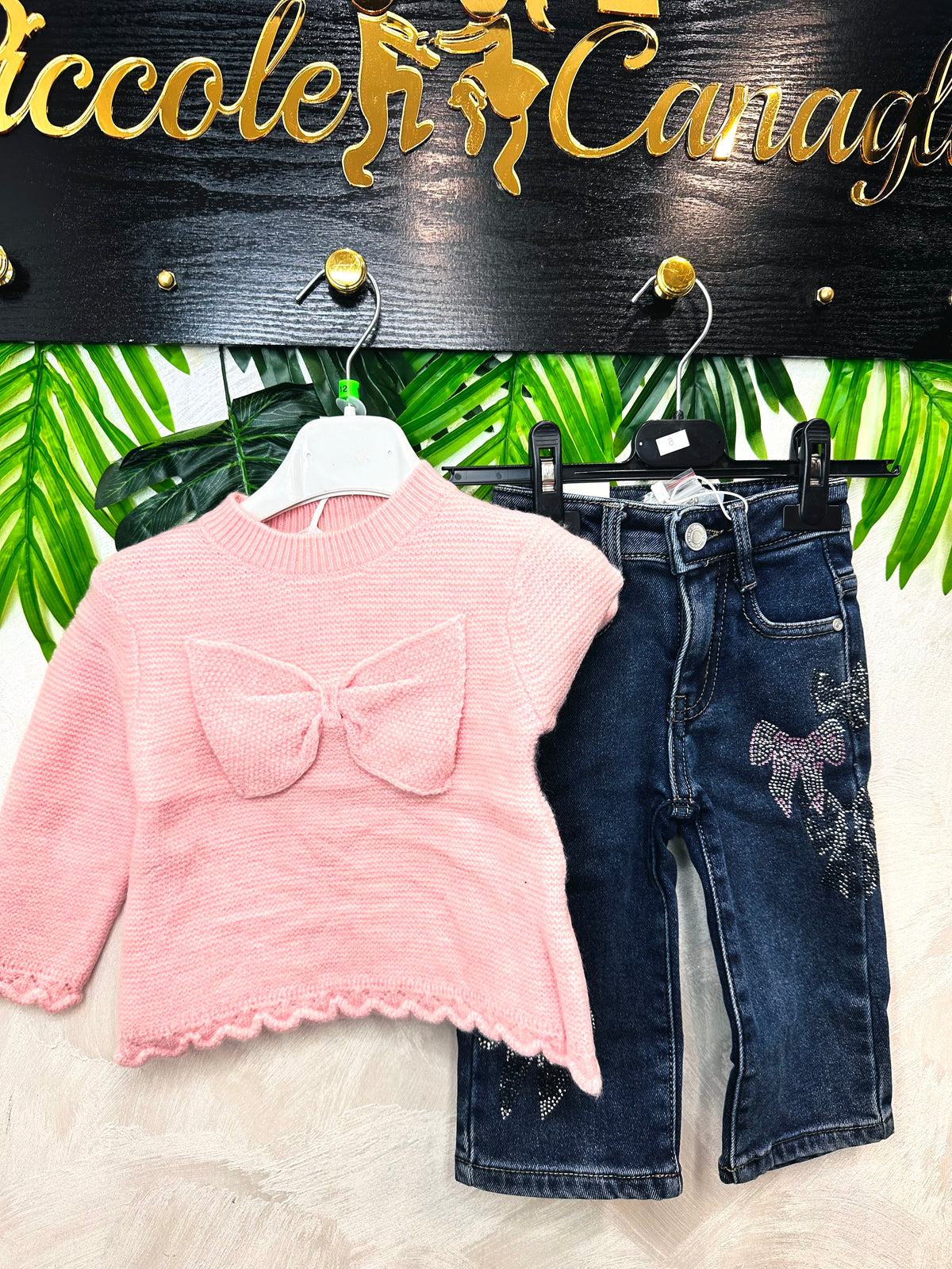 Completo Denim Fiocchettino Rosa W7330