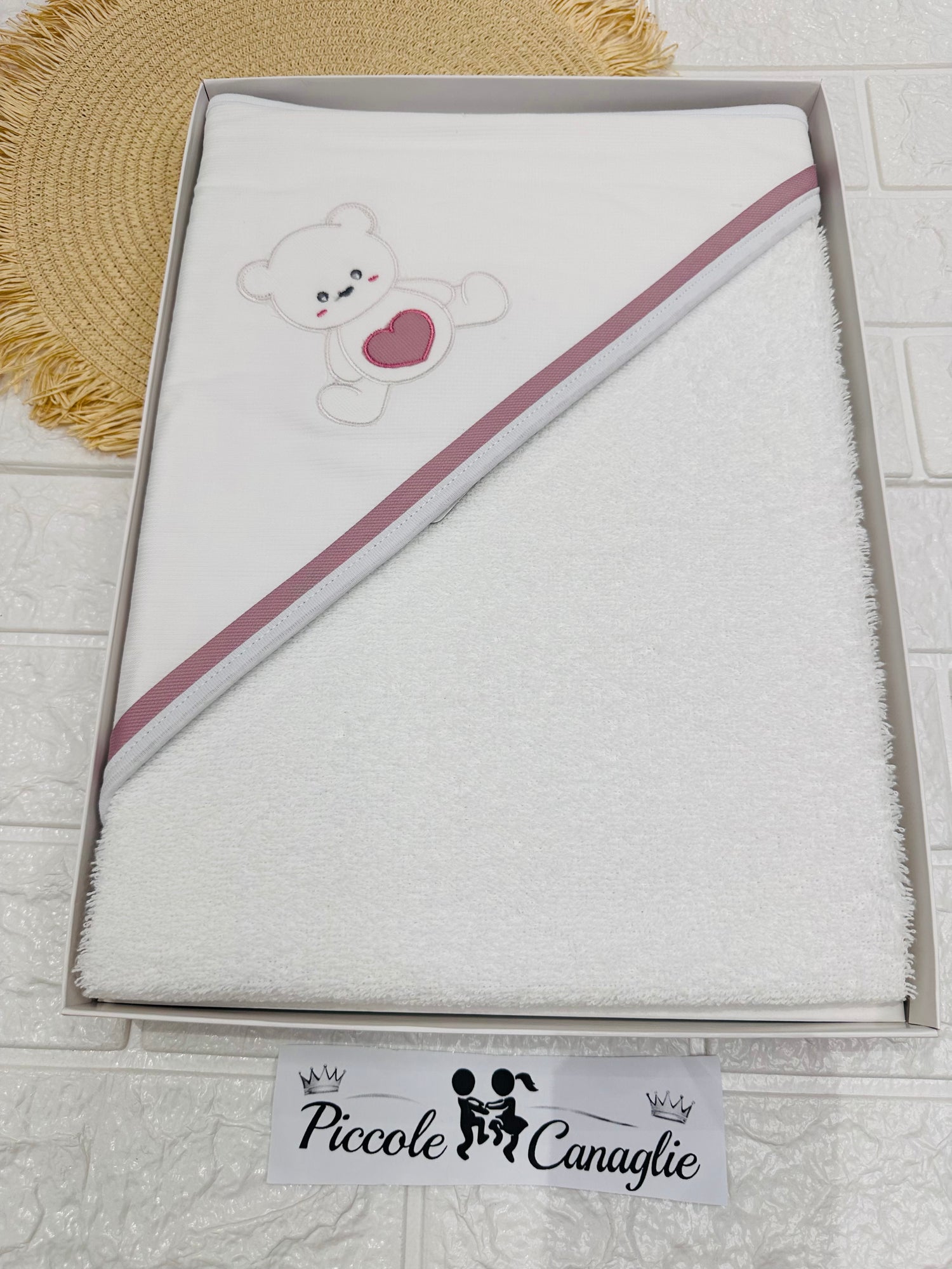 Accappatoio Orso Cuoricino Rosa Antico At001176