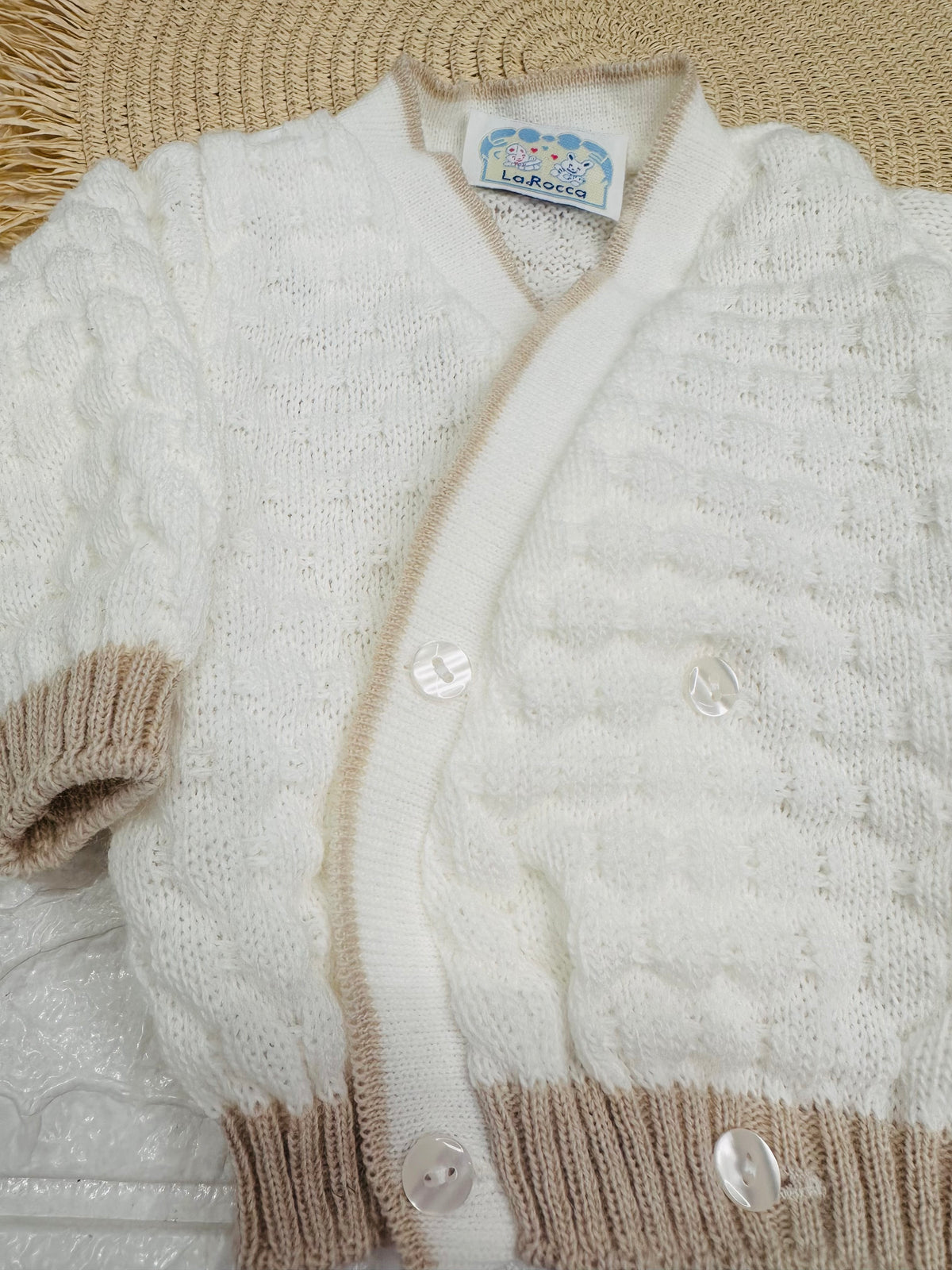 Giacchettina Neonati Panna E Beige Art R635 Taglia 0-6 Mesi