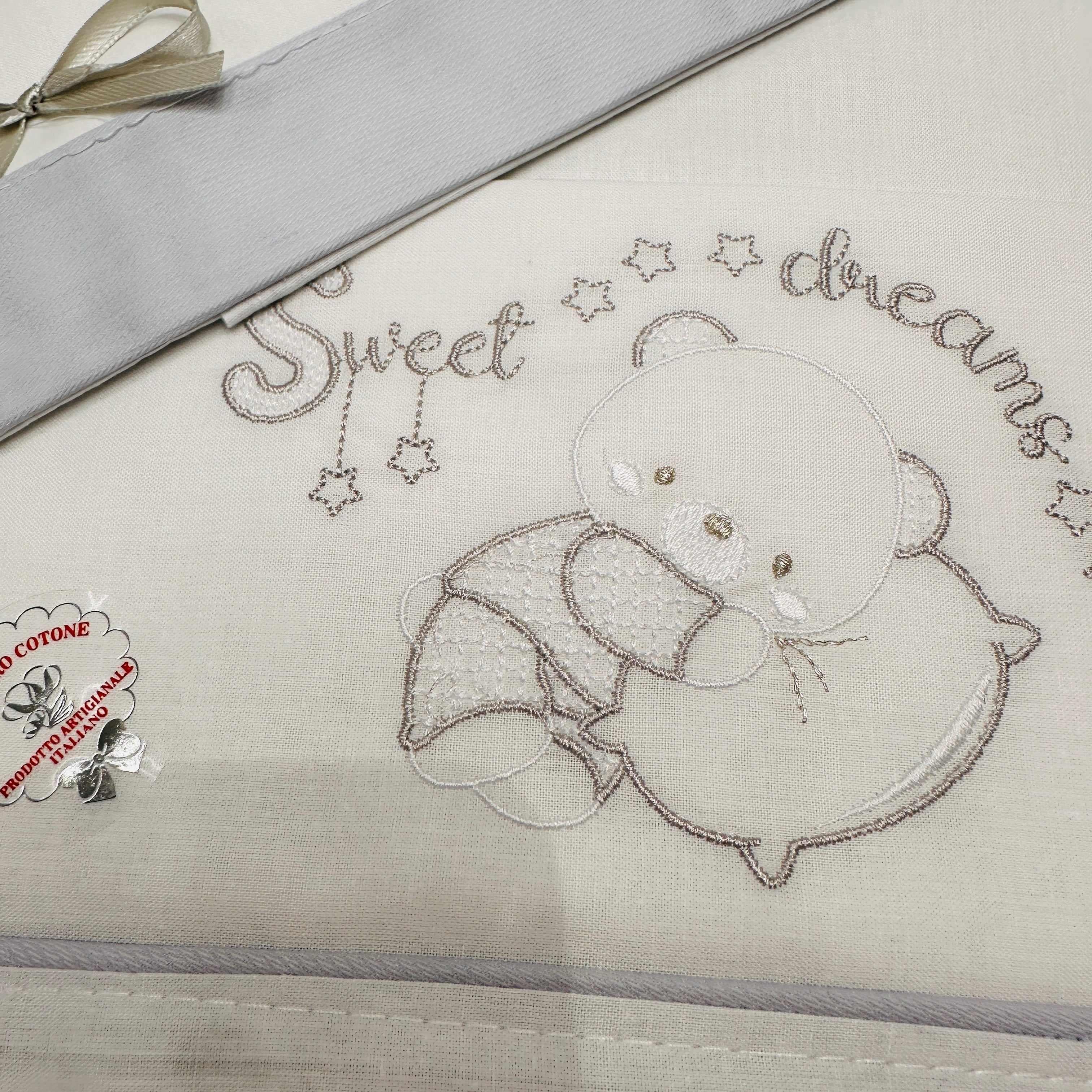 Set lenzuola Next to me orso cuscino grigio NG3016