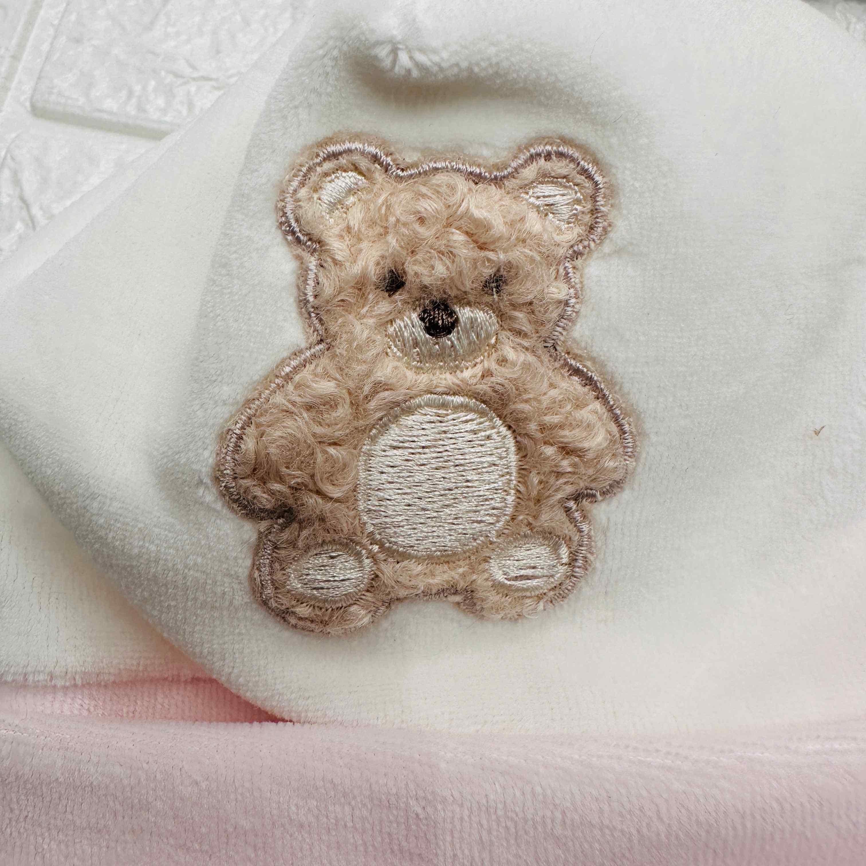 Cappello e Babbucce Ciniglia Orso Rosa
