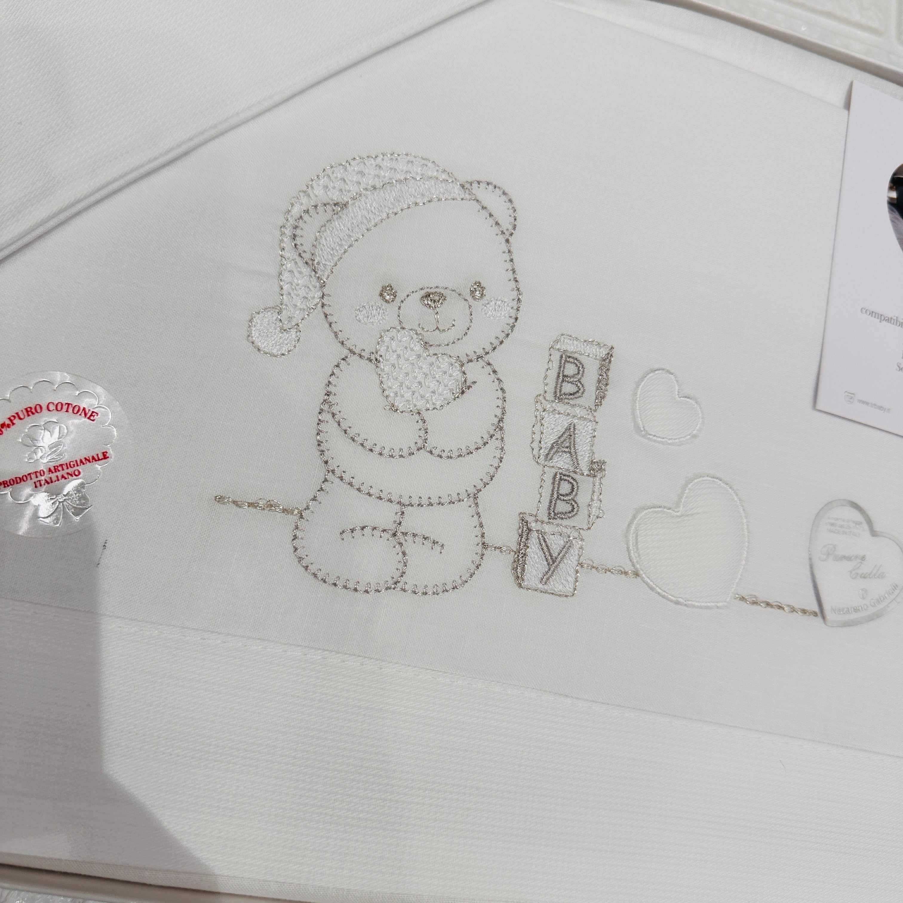Lenzuola Next to me orso baby bianco
