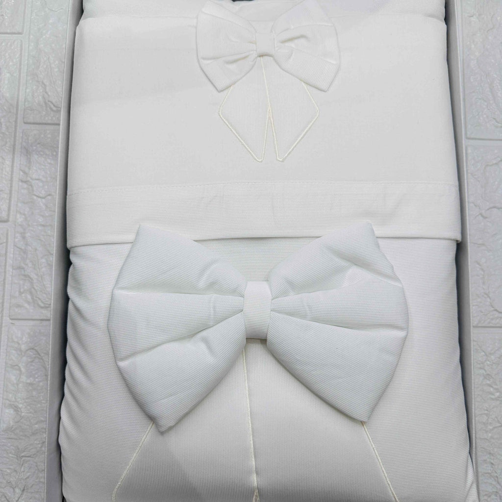 Set completo carrozzina fiocco bianco