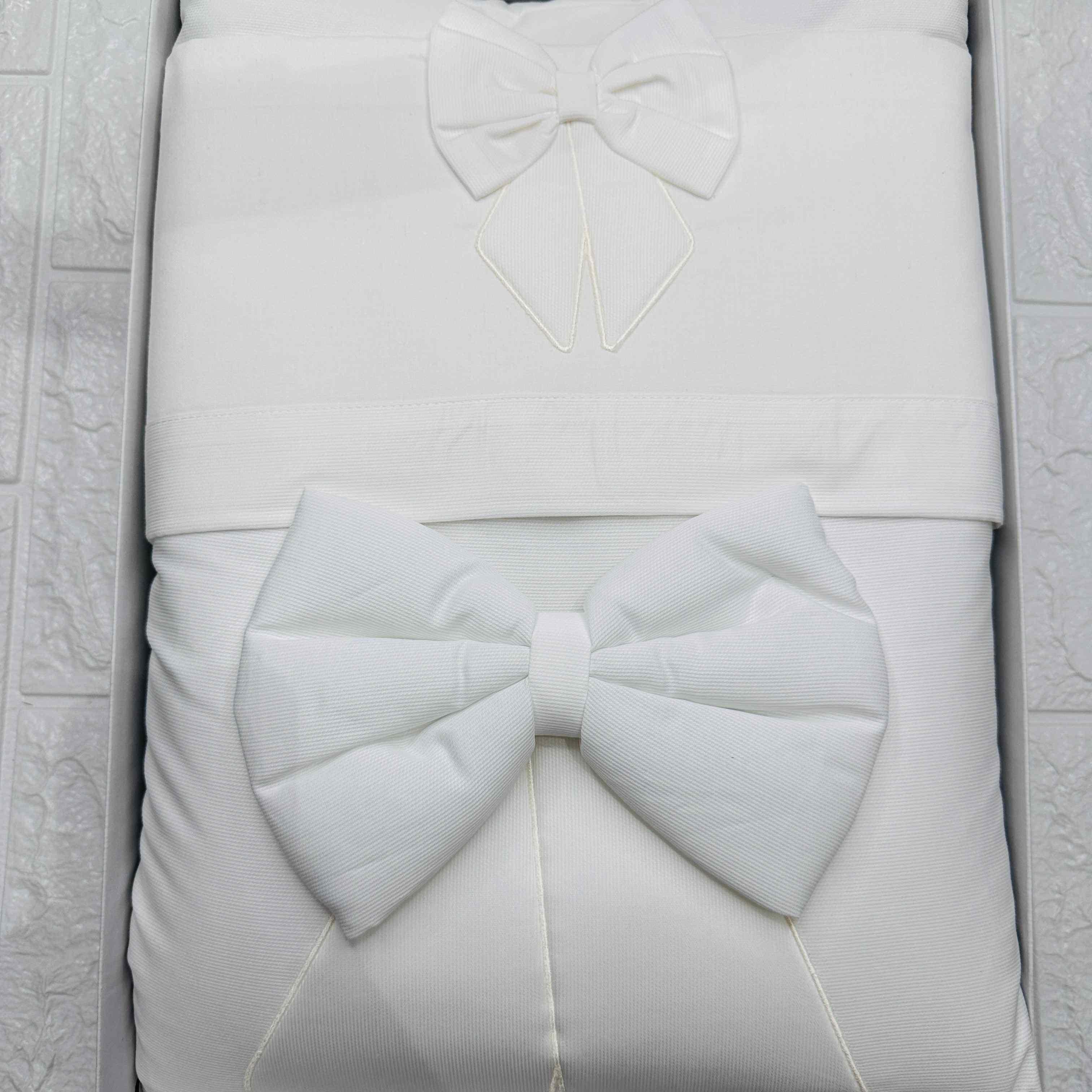 Set completo carrozzina fiocco bianco