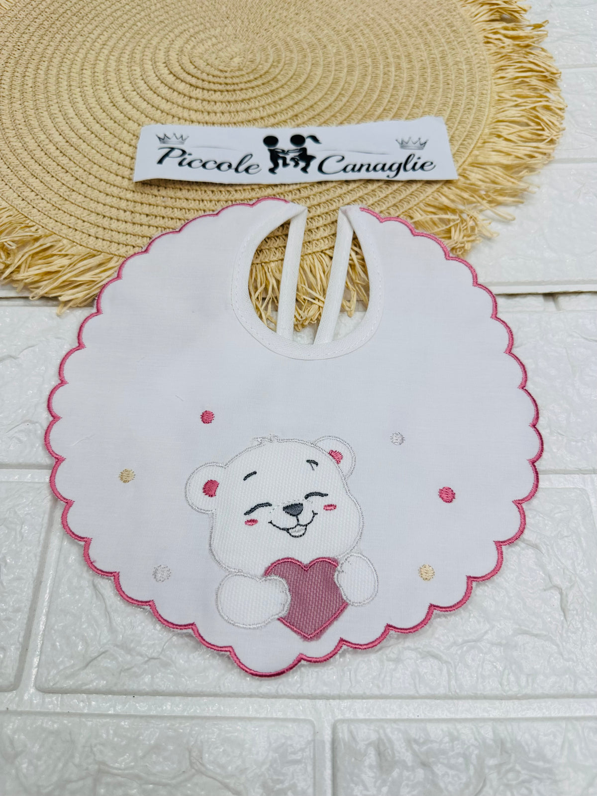 Bavetta Orso Cuoricino Tenero Rosa Antico Bv003163