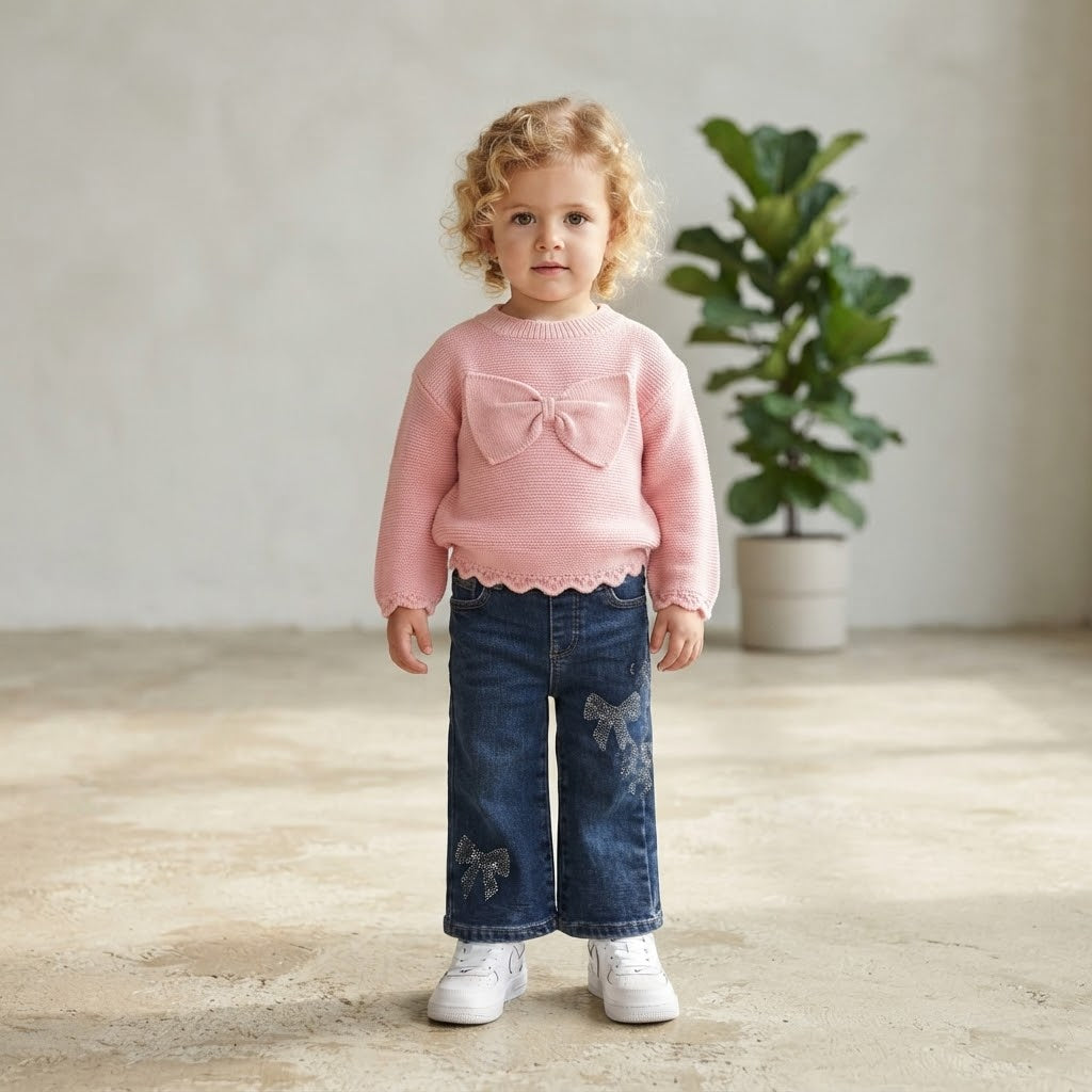 Completo Denim Fiocchettino Rosa W7330