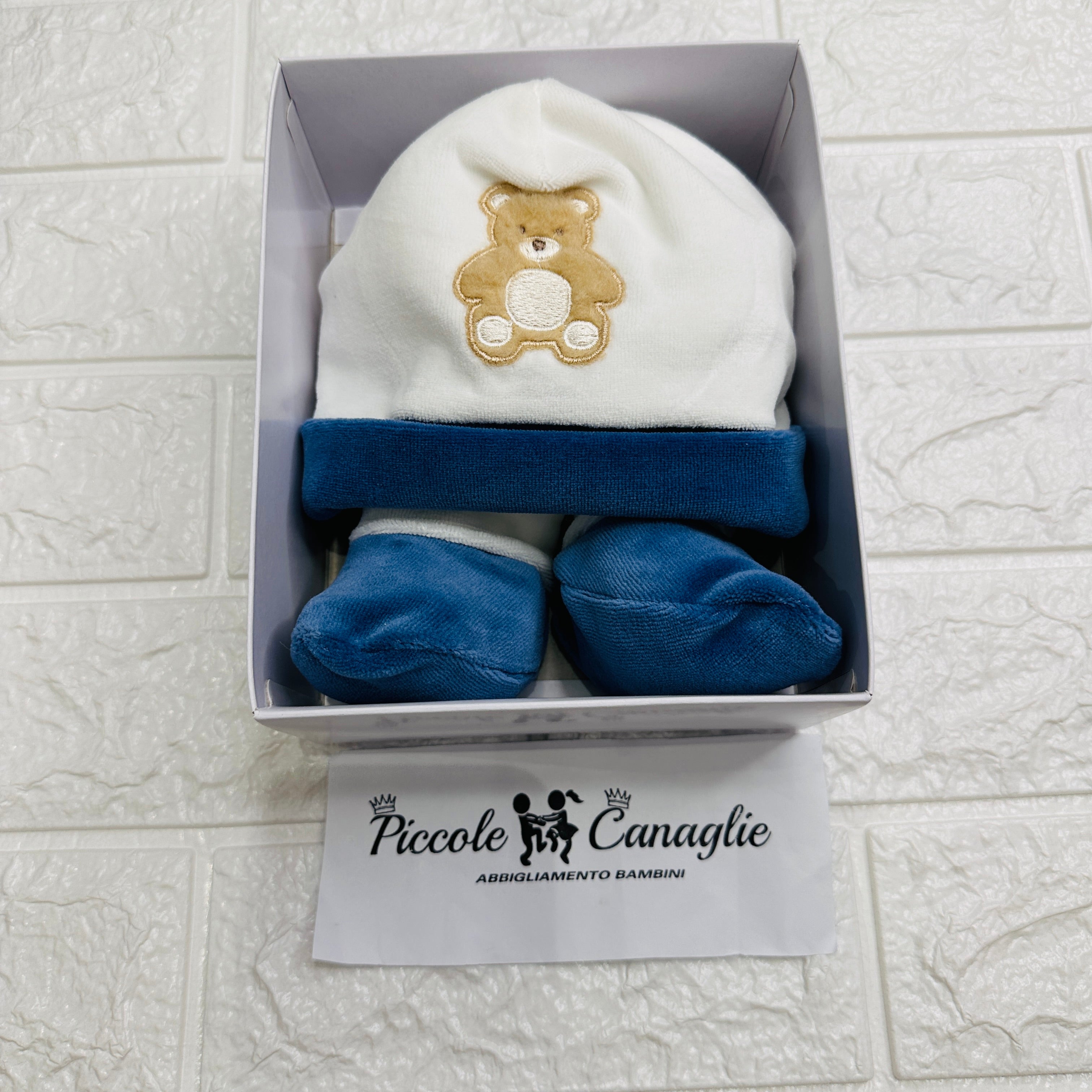 Cappello + babbucce orso Blu 44407