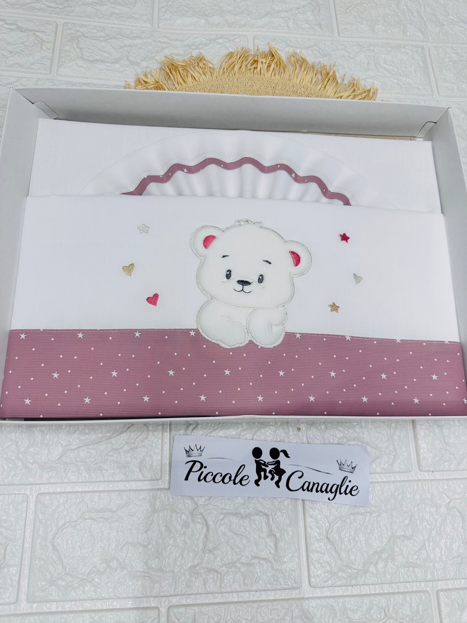 Set Lenzuola Carrozzina Orso Sogni D’Oro Rosa Antico Ll015190