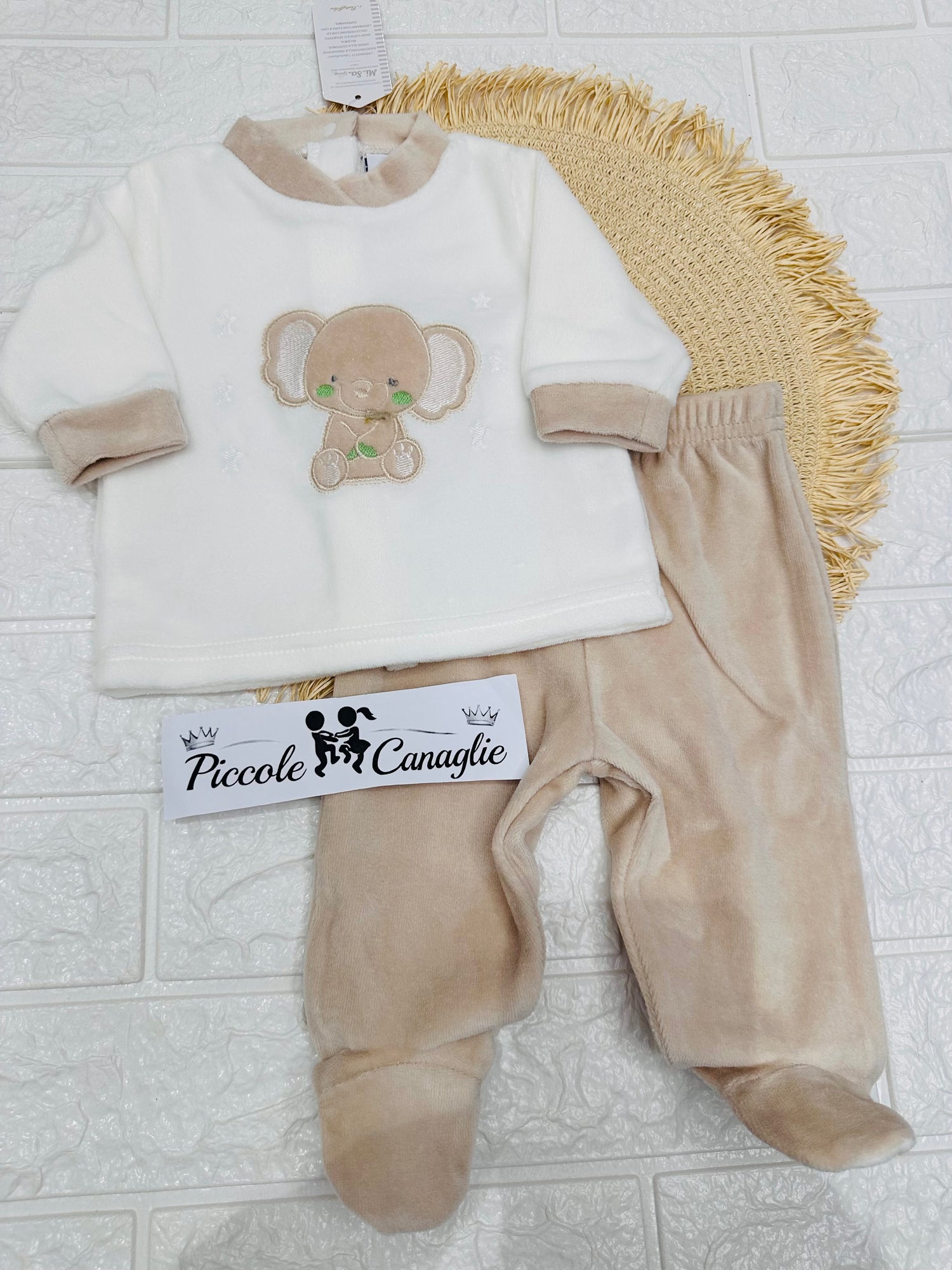 Tutina Completo Ciniglia Elefantino Beige  B549/1n
