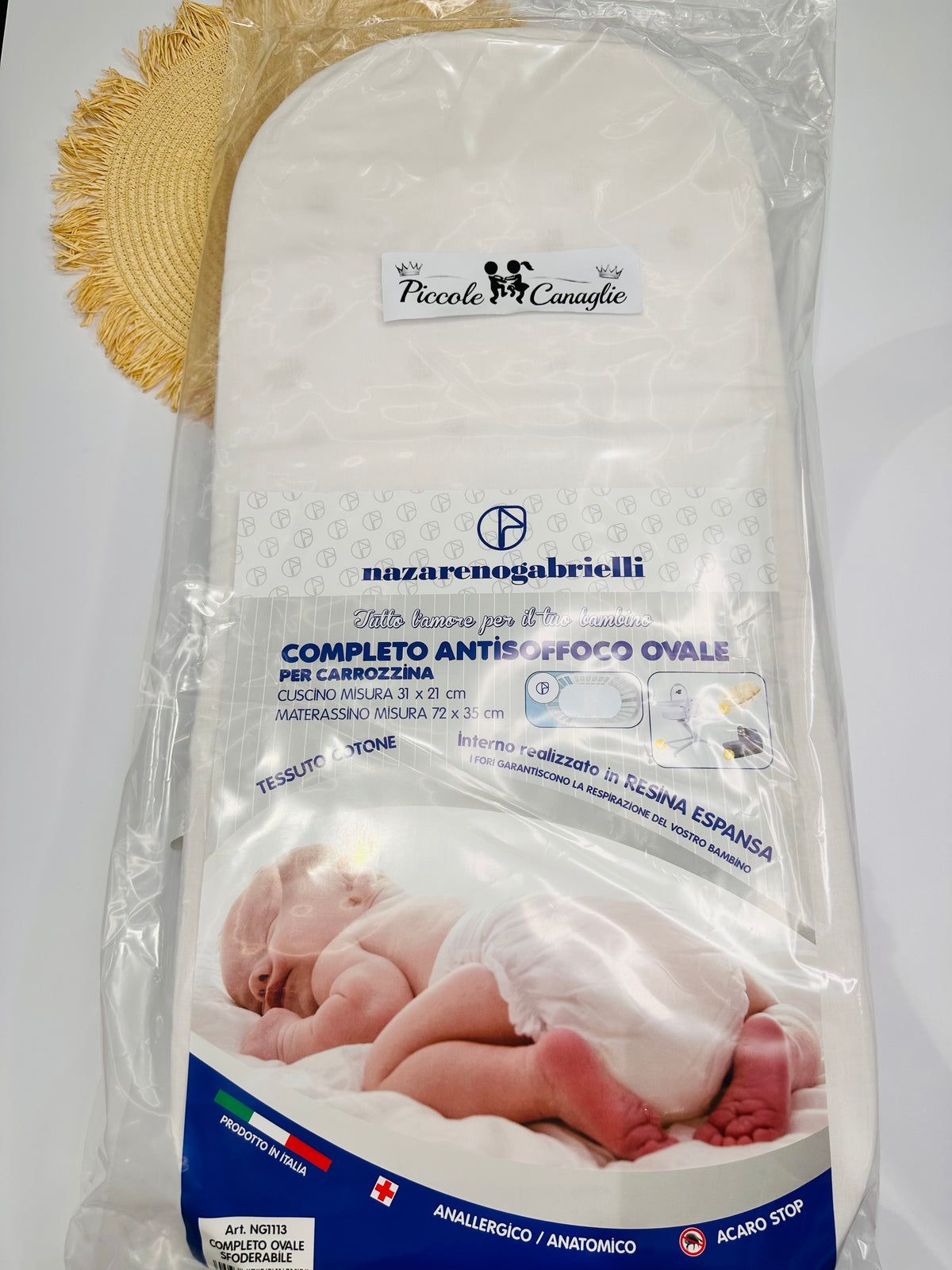Materasso + Cuscino Antisoffoco E Anti Lavato Prodotto Certificato Italiano Nazareno Gabrielli Per Carrozzina Mia 72x35