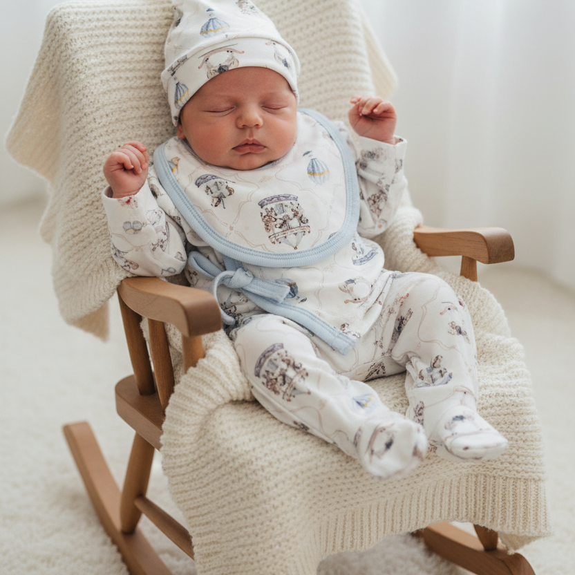 Tutina Completo Cotone Giostrina Celeste Con Accessori