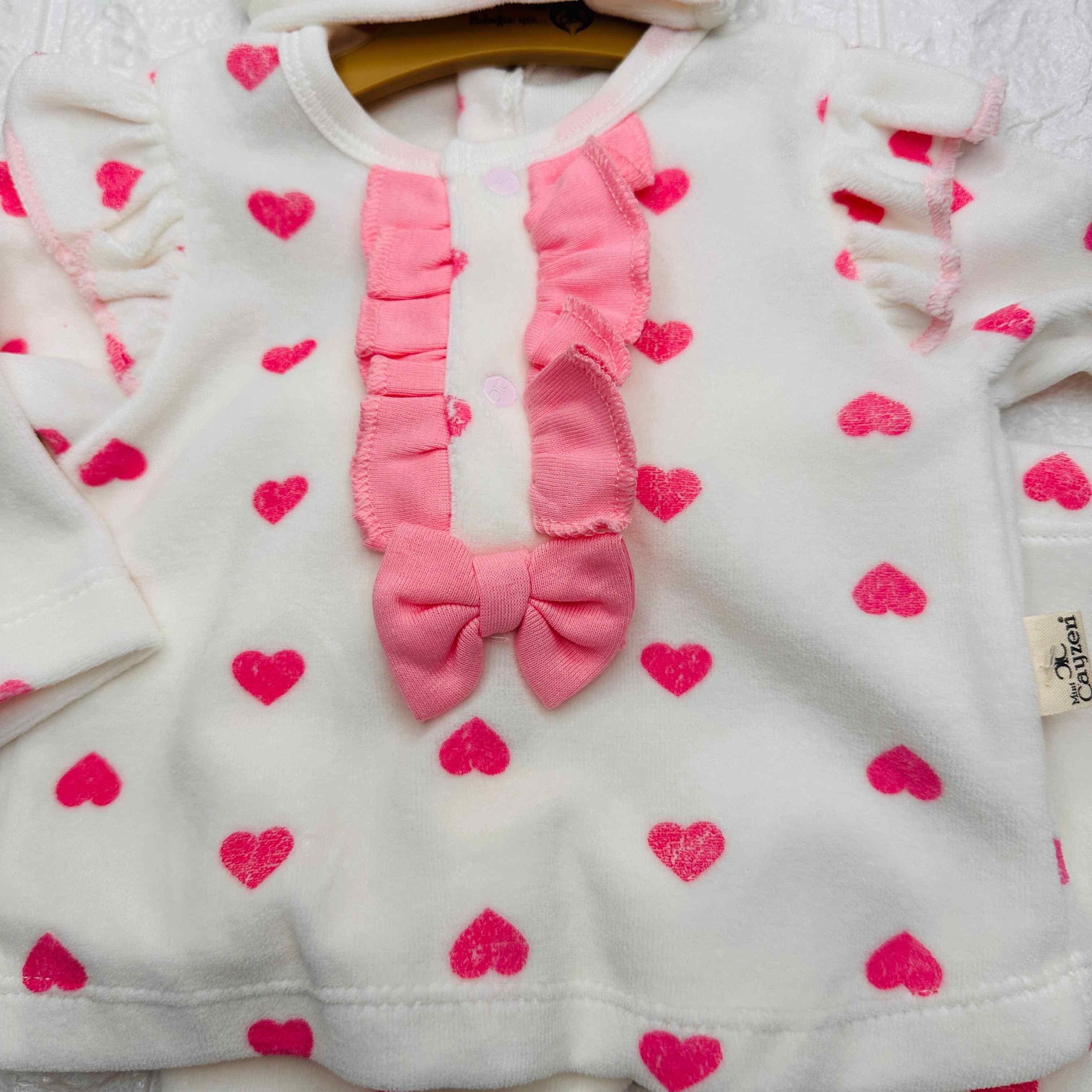 Tutina ciniglia cuori rosa