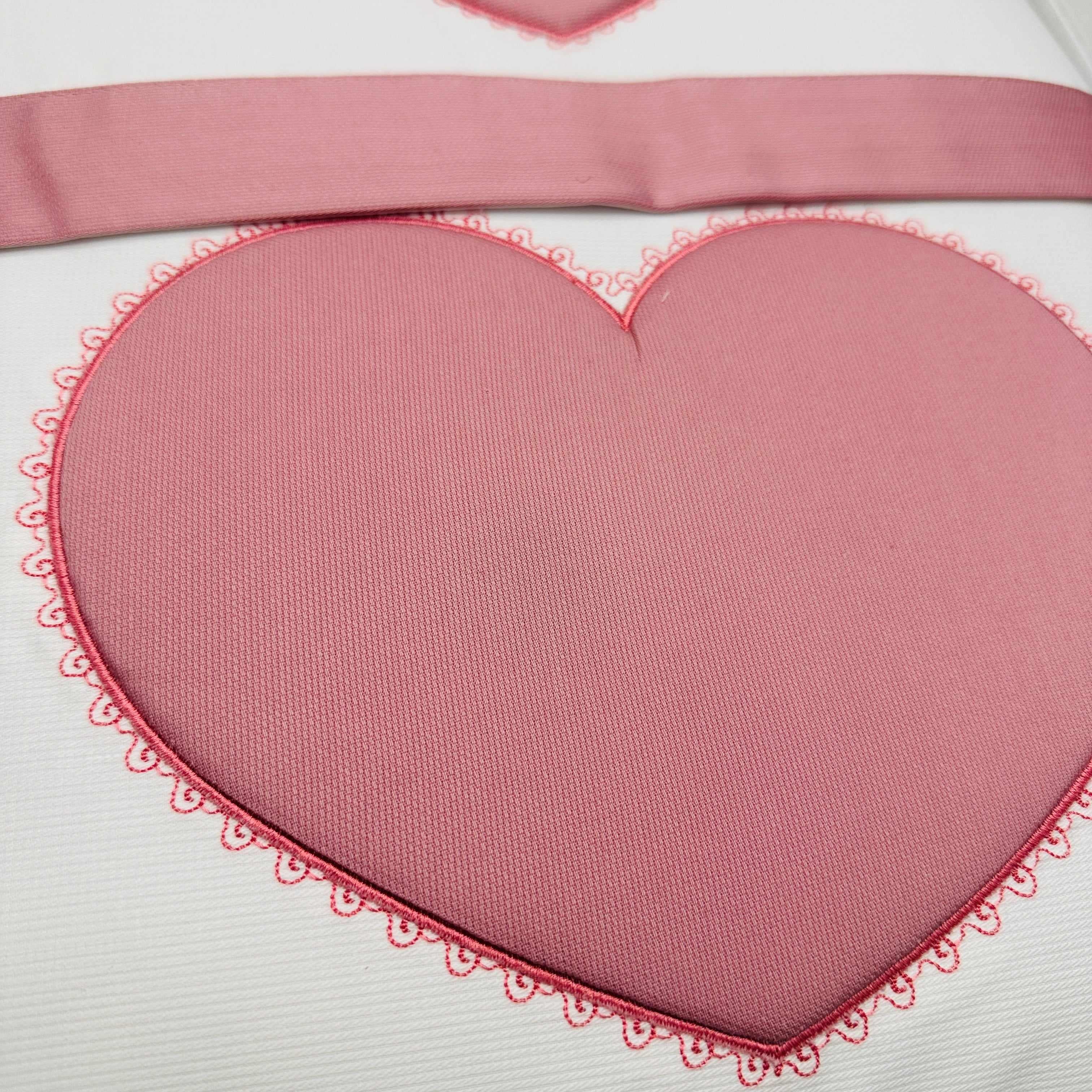 Set completo carrozzina cuore rosa antico
