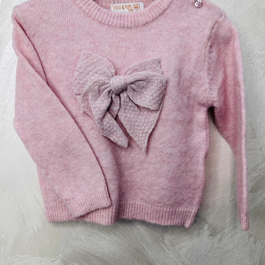 Maglioncino bimba fiocco Rosa