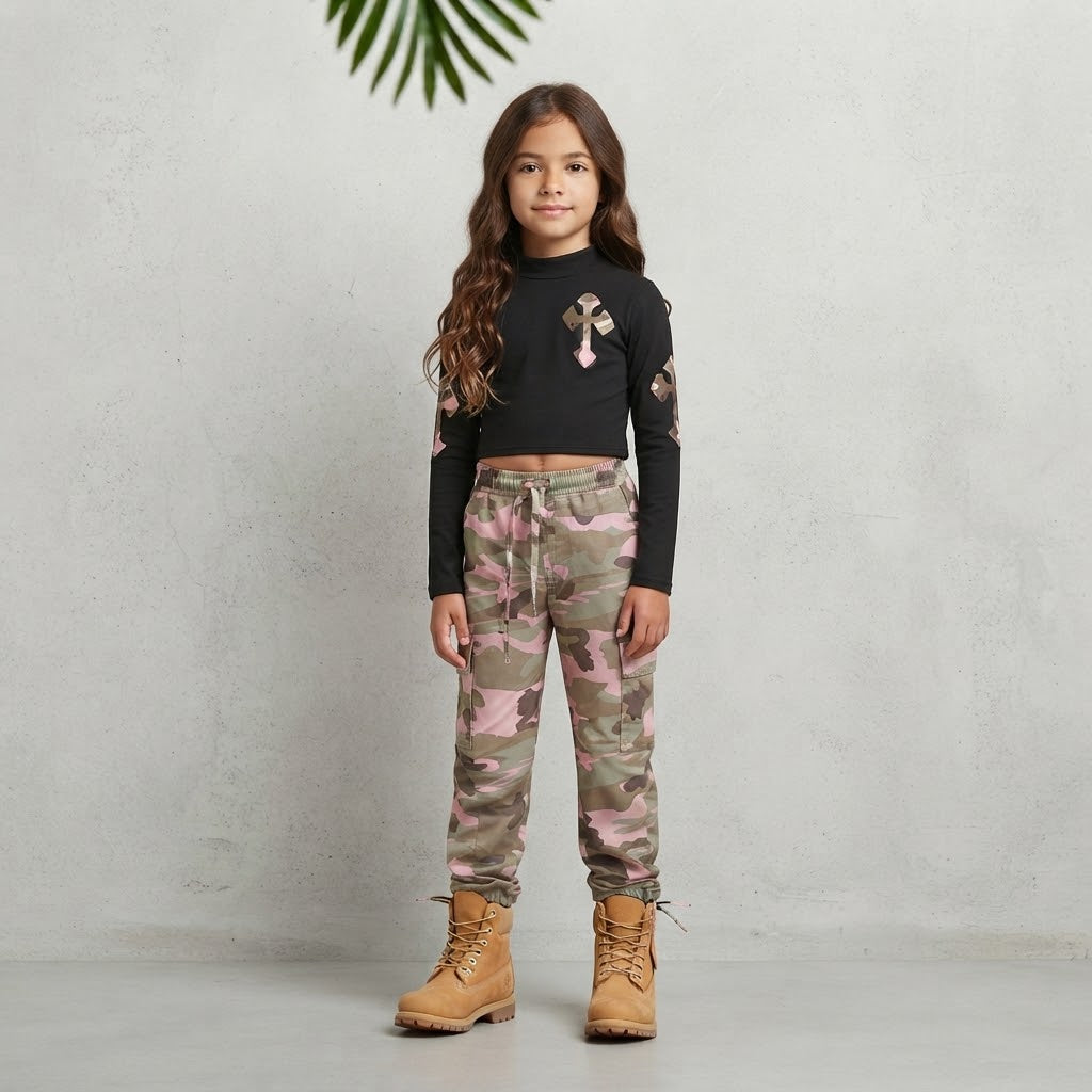 Completo Mimetico Camouflage Beddie Girls Nero